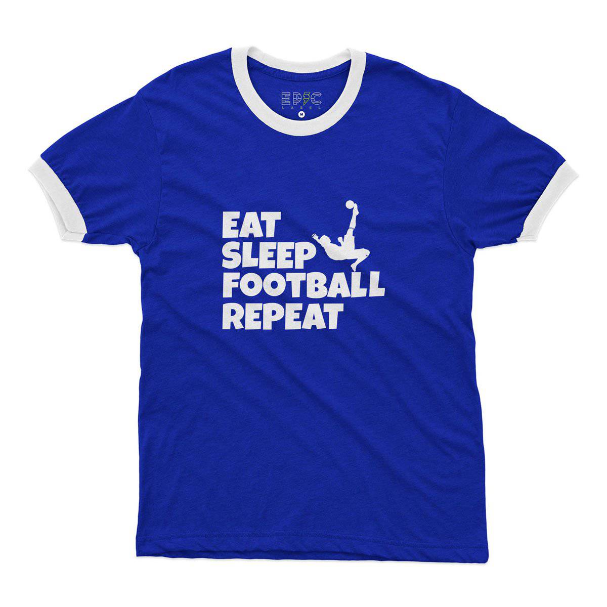 Epic Label Tshirt Eat Sleep Football Repeat Ringer T-Shirt Pour Homme