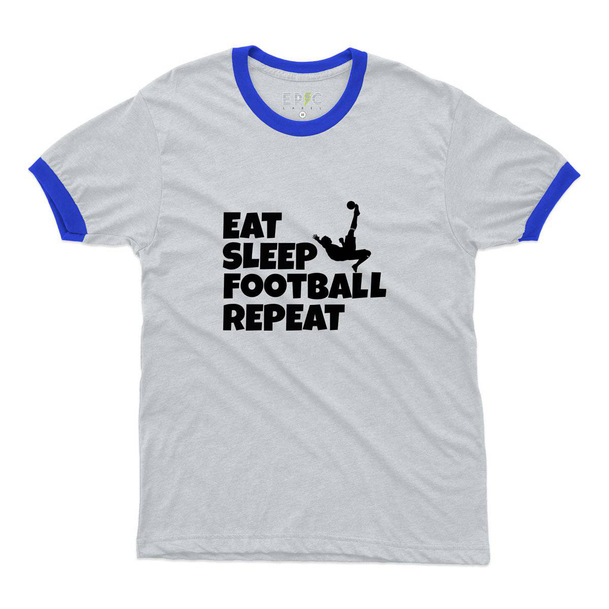 Epic Label Tshirt Eat Sleep Football Repeat Ringer T-Shirt Pour Homme