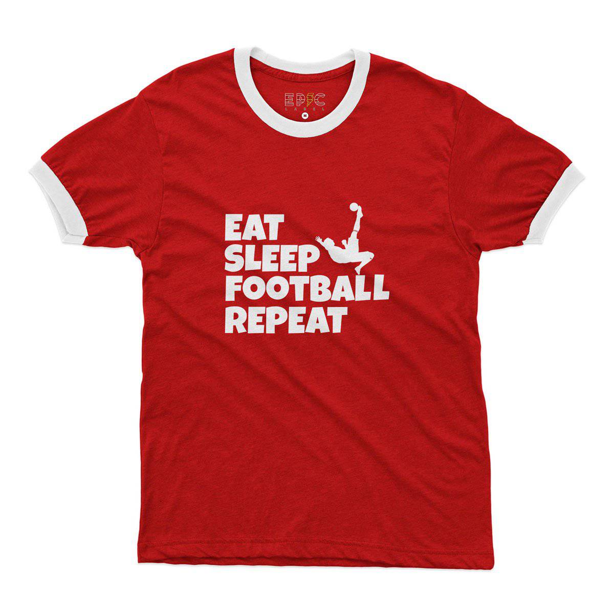 Epic Label Tshirt Eat Sleep Football Repeat Ringer T-Shirt Pour Homme