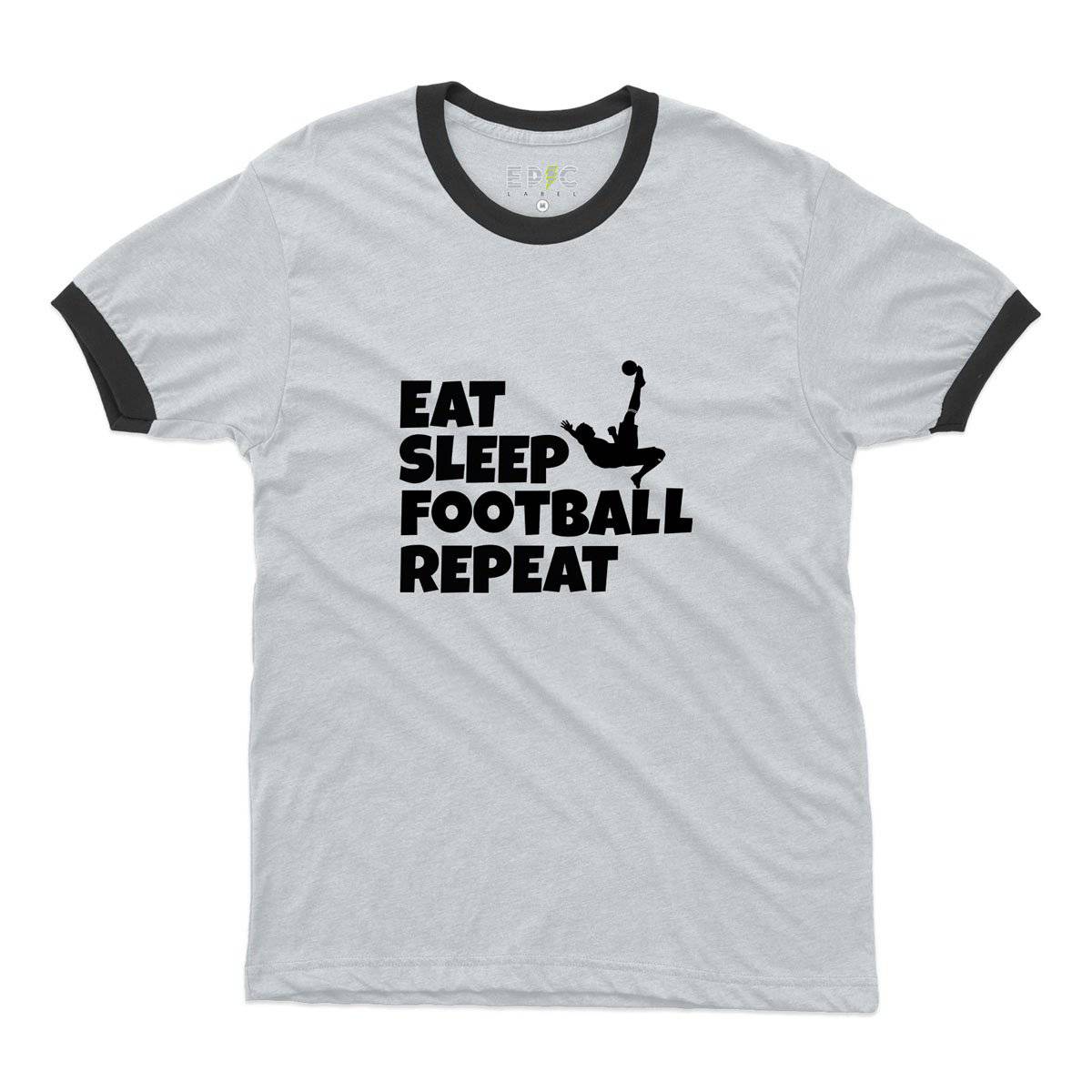 Epic Label Tshirt Eat Sleep Football Repeat Ringer T-Shirt Pour Homme