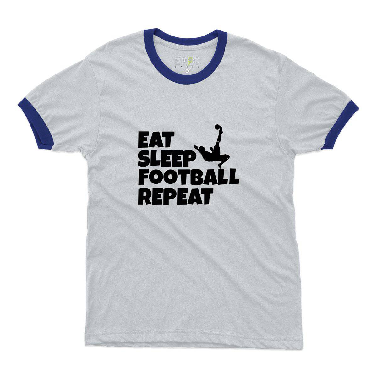 Epic Label Tshirt Eat Sleep Football Repeat Ringer T-Shirt Pour Homme