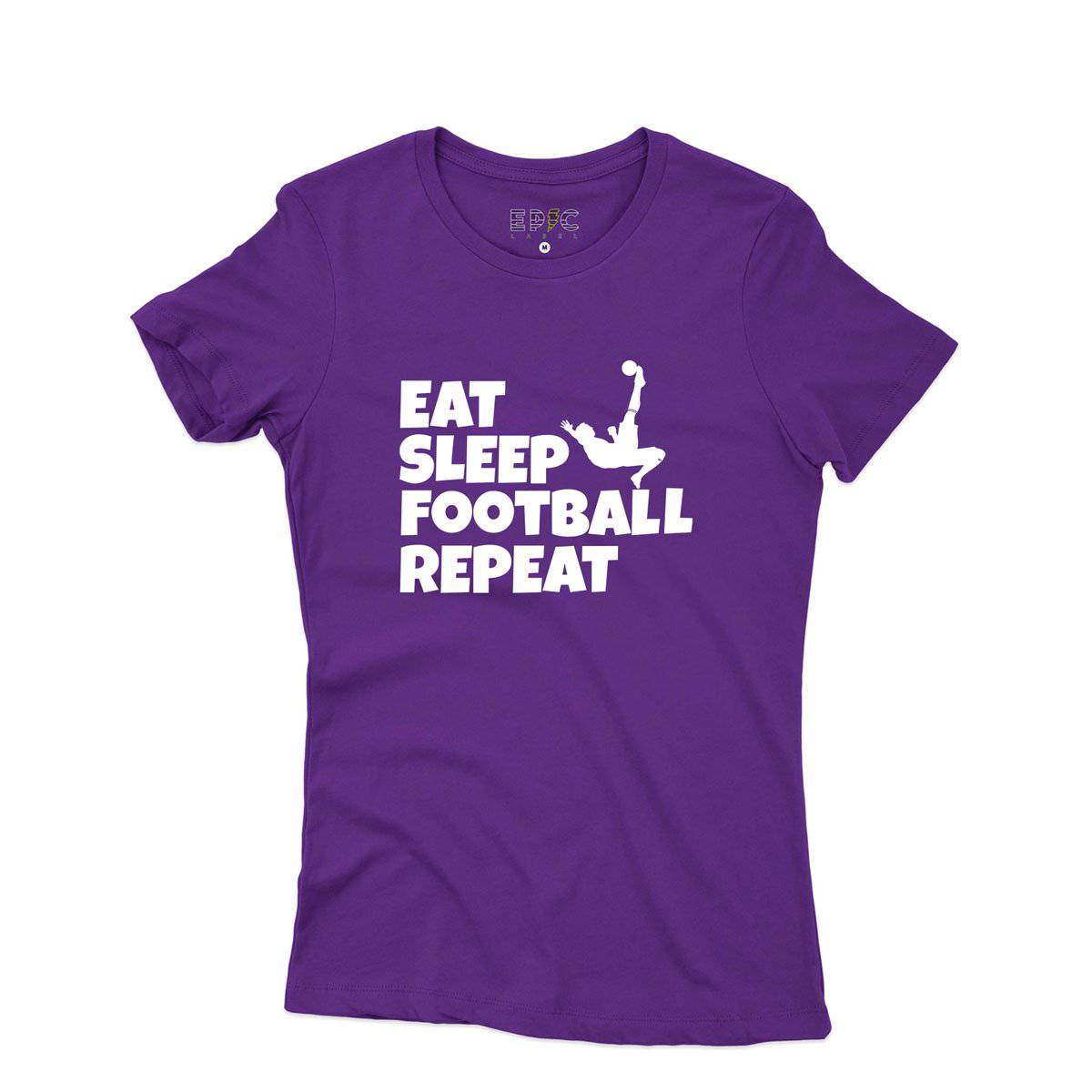 Epic Label Tshirt Eat Sleep Football Repeat T-Shirt Pour Femme