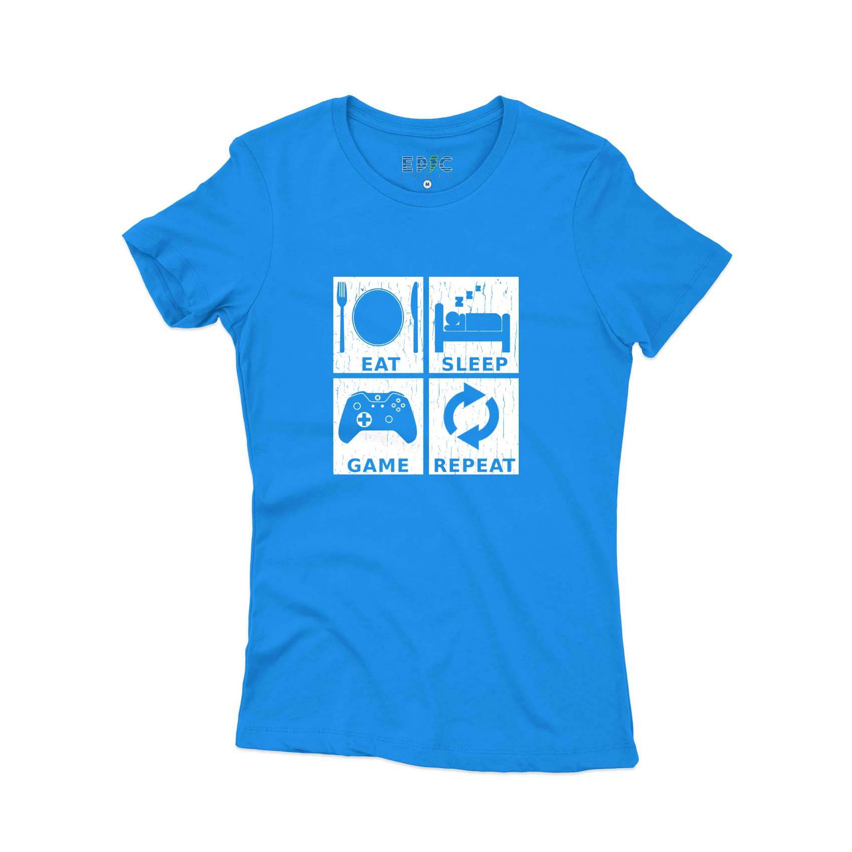 Epic Label Tshirt Eat Sleep Game Repeat Design T-Shirt Pour Femme