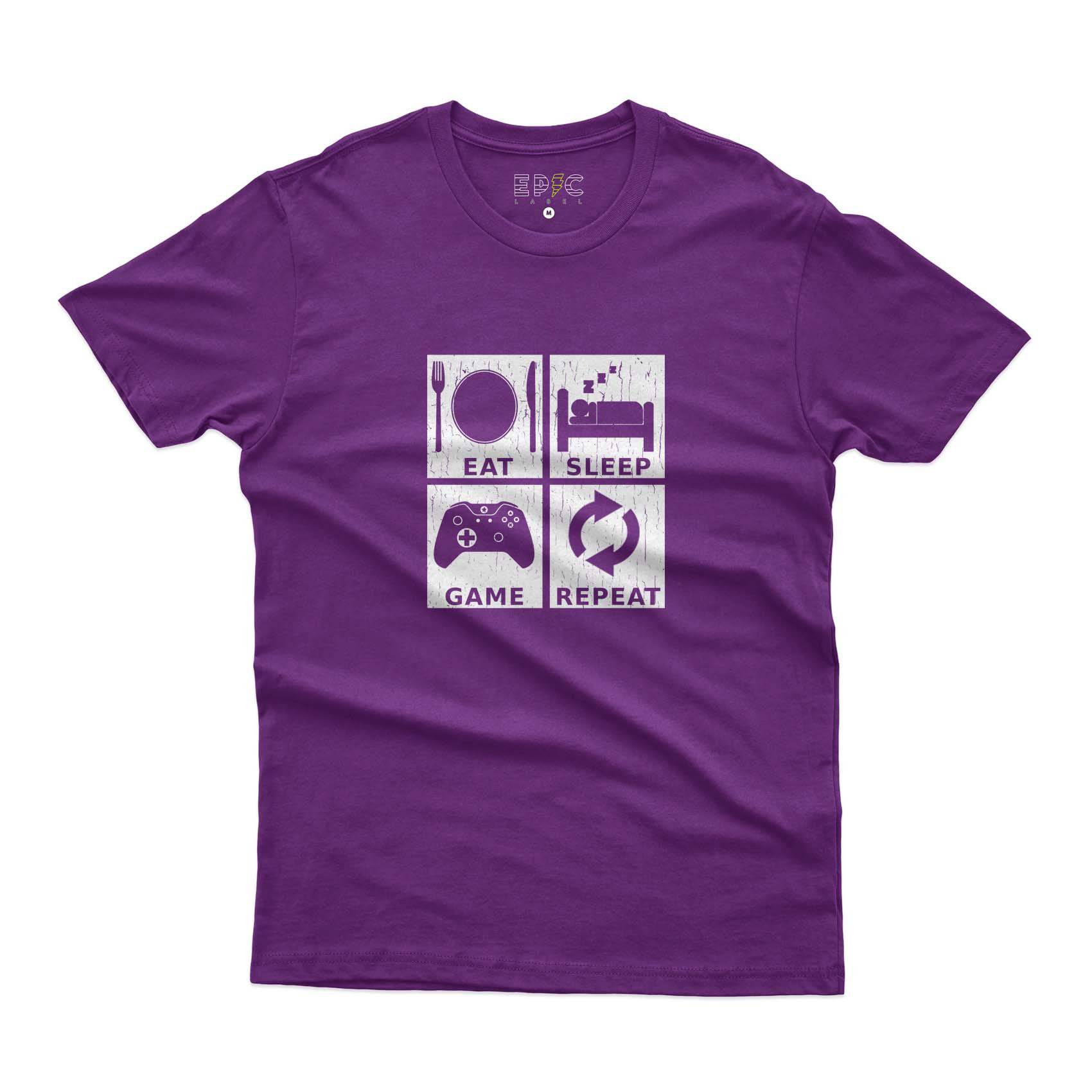 Epic Label Tshirt Eat Sleep Game Repeat Design T-Shirt Pour Homme