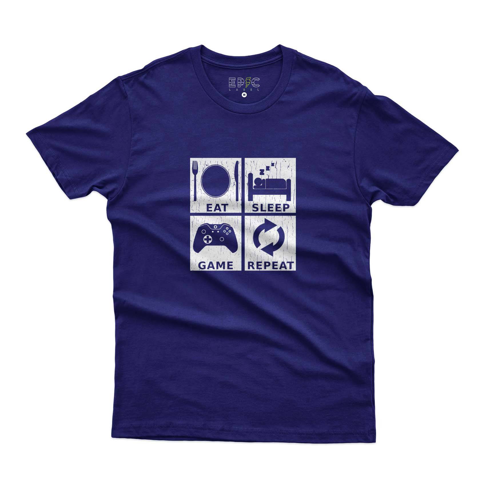 Epic Label Tshirt Eat Sleep Game Repeat Design T-Shirt Pour Homme