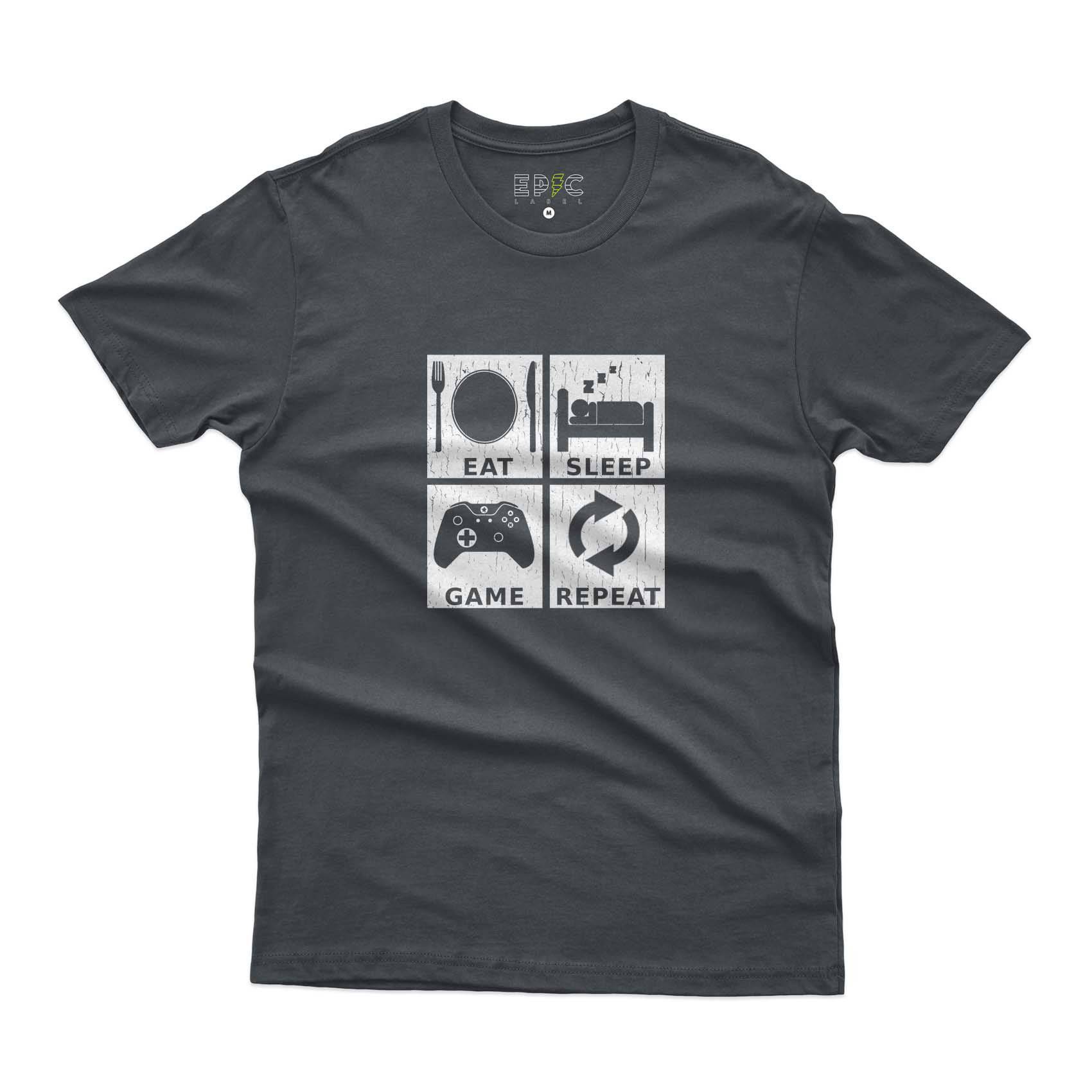 Epic Label Tshirt Eat Sleep Game Repeat Design T-Shirt Pour Homme