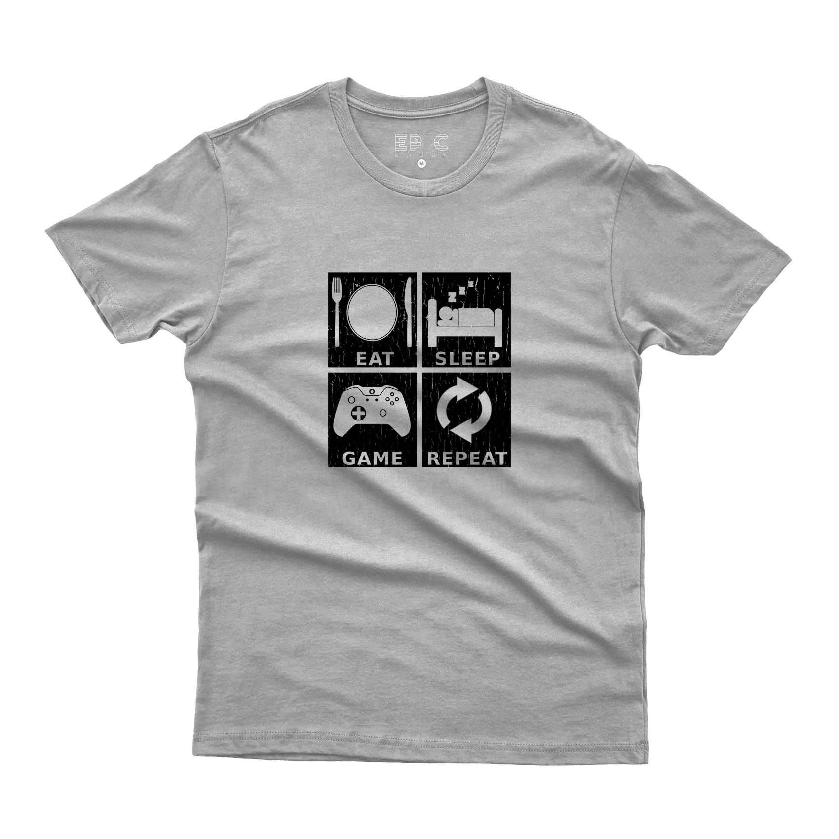 Epic Label Tshirt Eat Sleep Game Repeat Design T-Shirt Pour Homme