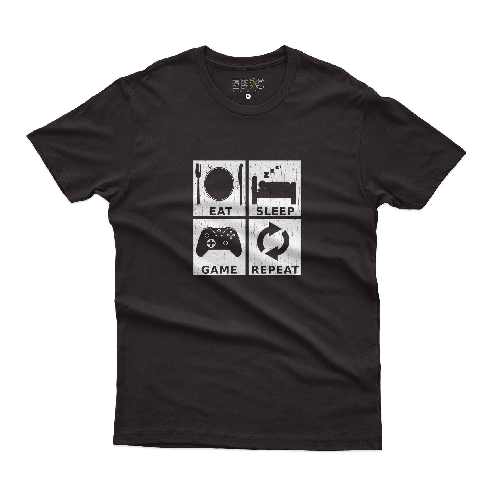 Epic Label Tshirt Eat Sleep Game Repeat Design T-Shirt Pour Homme