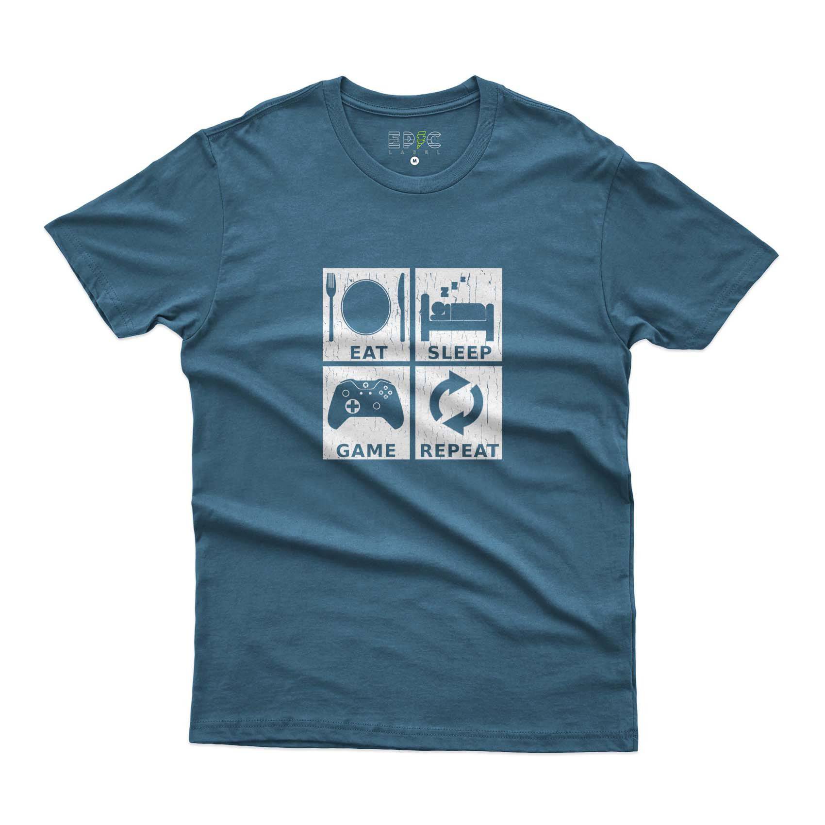 Epic Label Tshirt Eat Sleep Game Repeat Design T-Shirt Pour Homme