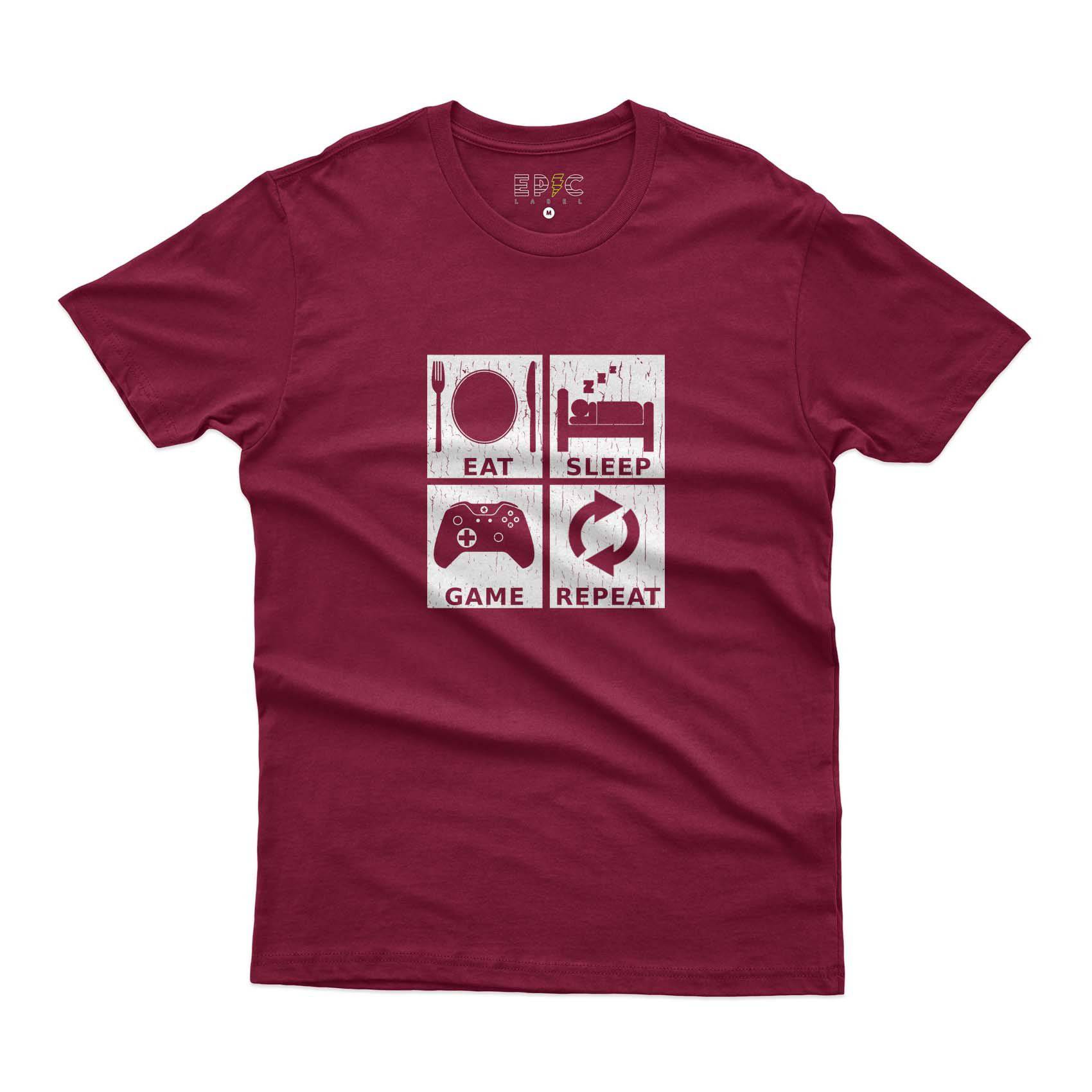 Epic Label Tshirt Eat Sleep Game Repeat Design T-Shirt Pour Homme