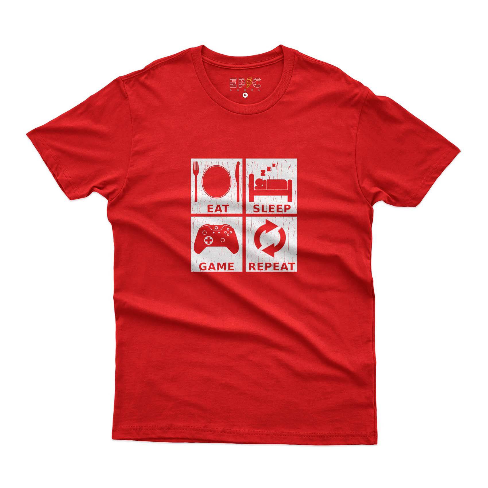 Epic Label Tshirt Eat Sleep Game Repeat Design T-Shirt Pour Homme