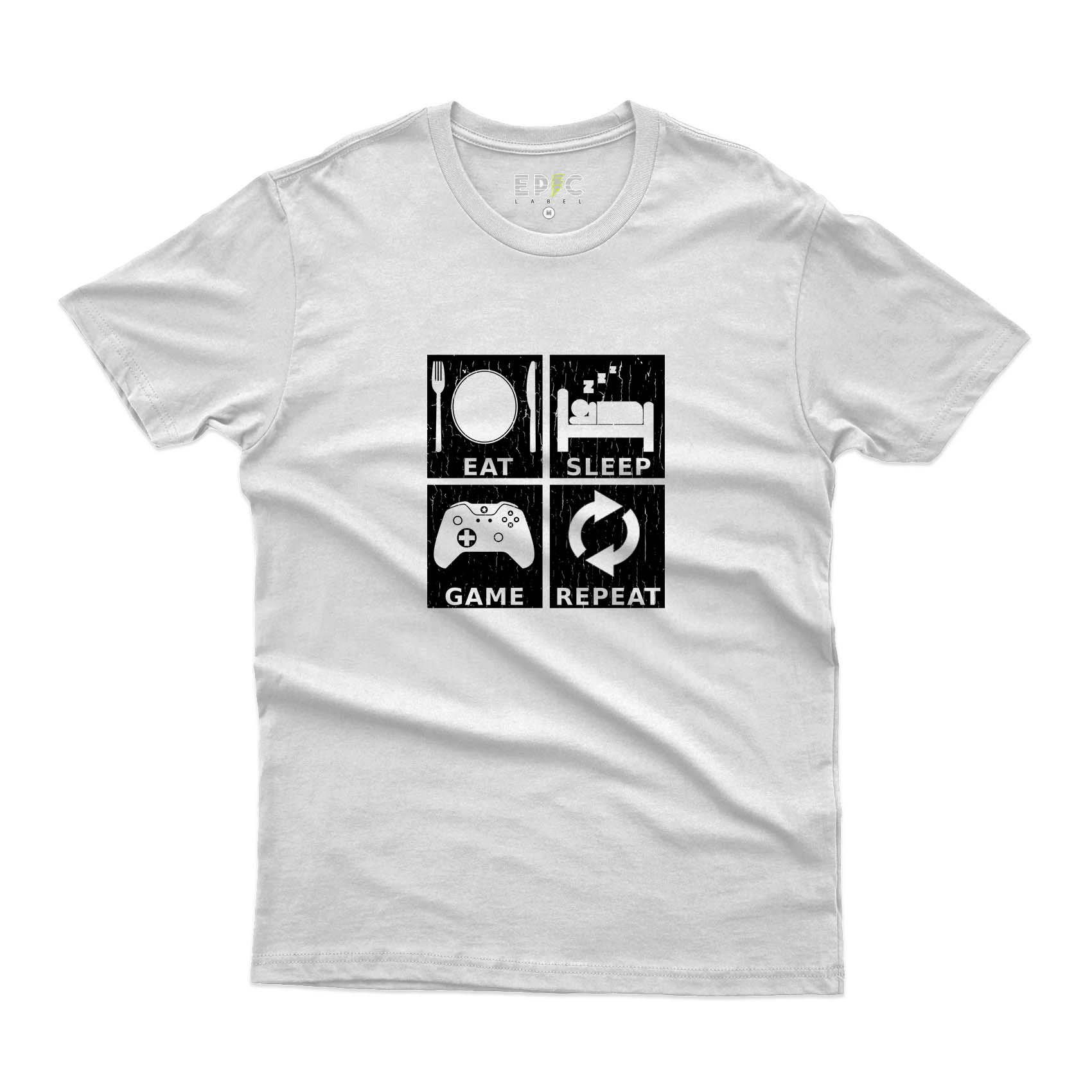 Epic Label Tshirt Eat Sleep Game Repeat Design T-Shirt Pour Homme