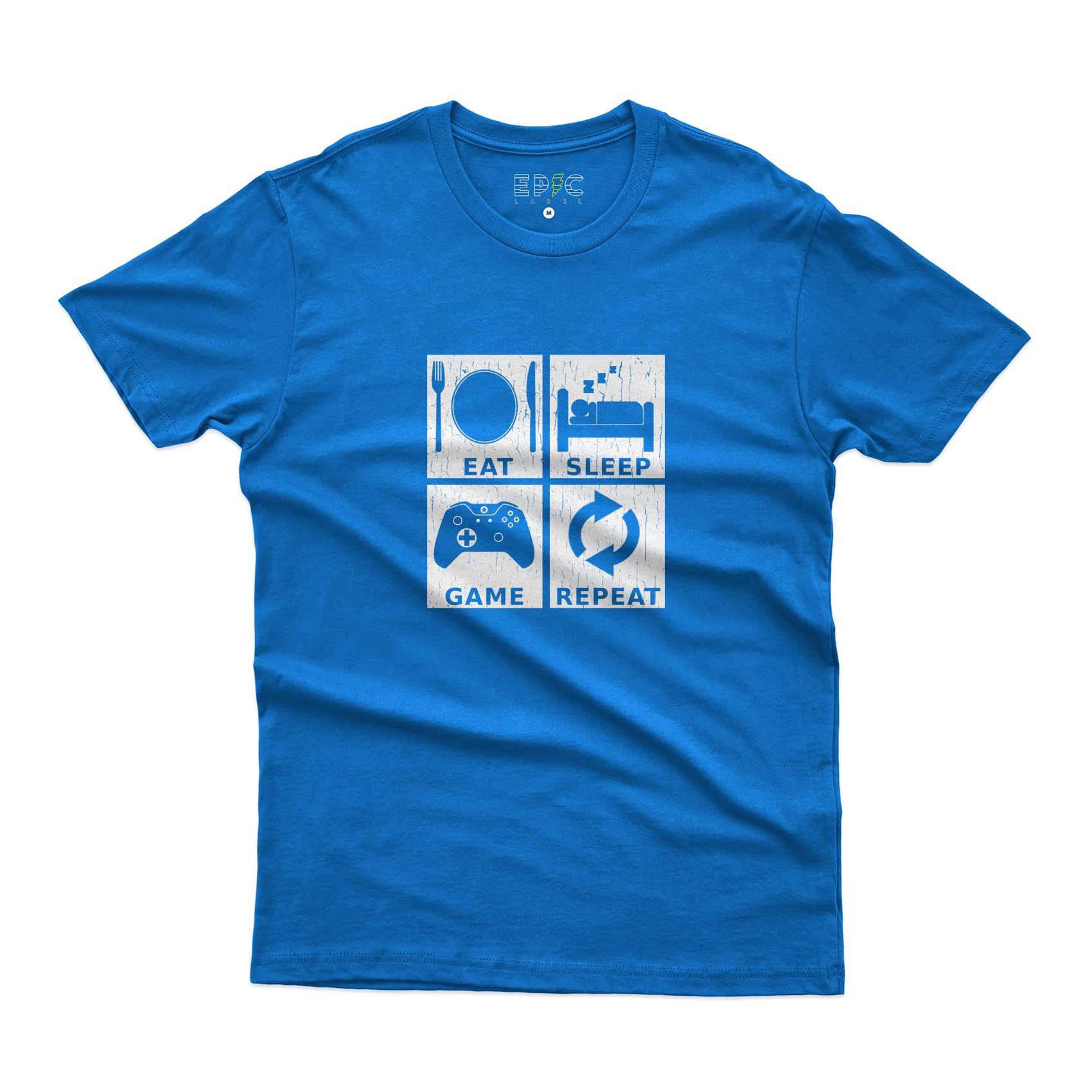 Epic Label Tshirt Eat Sleep Game Repeat Design T-Shirt Pour Homme