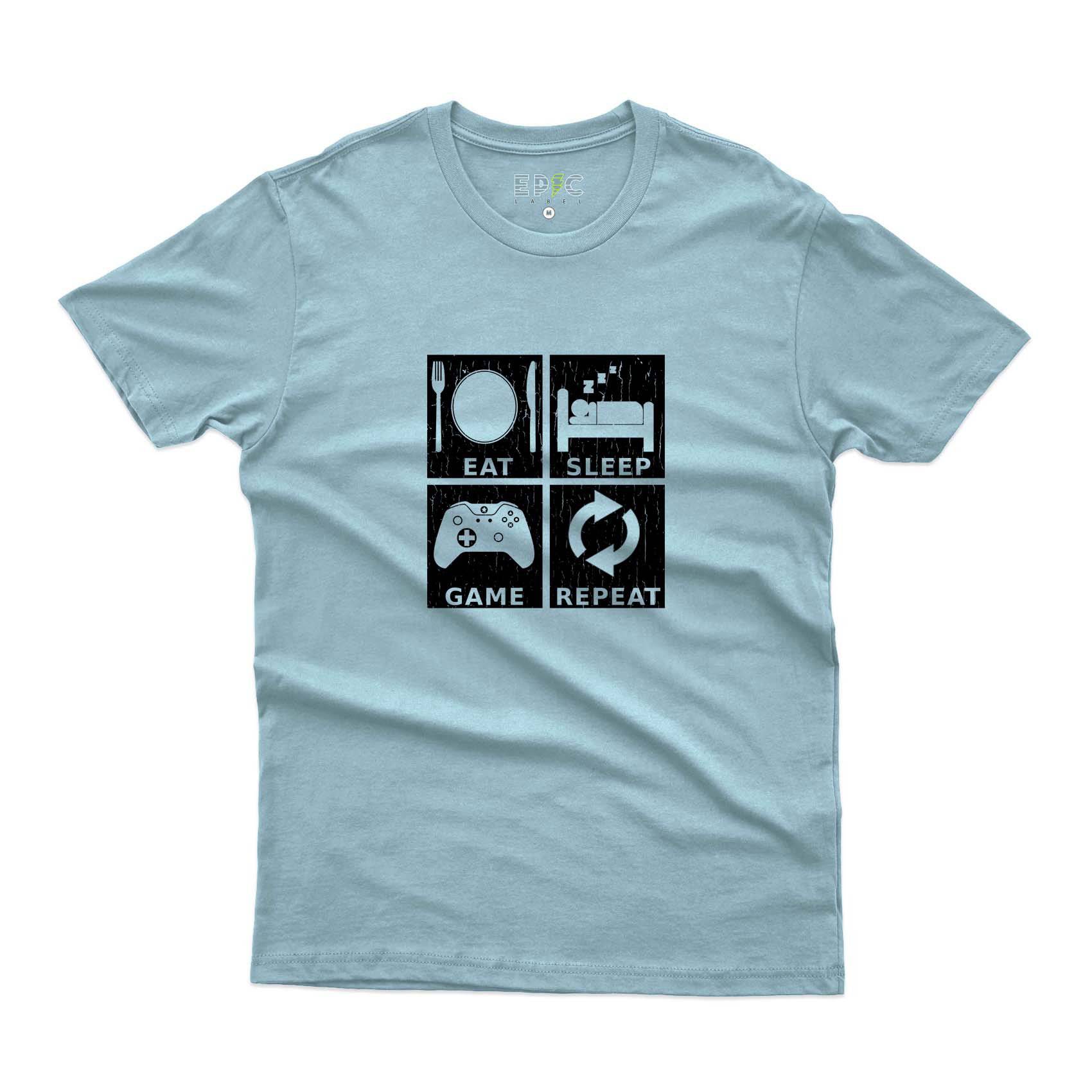 Epic Label Tshirt Eat Sleep Game Repeat Design T-Shirt Pour Homme
