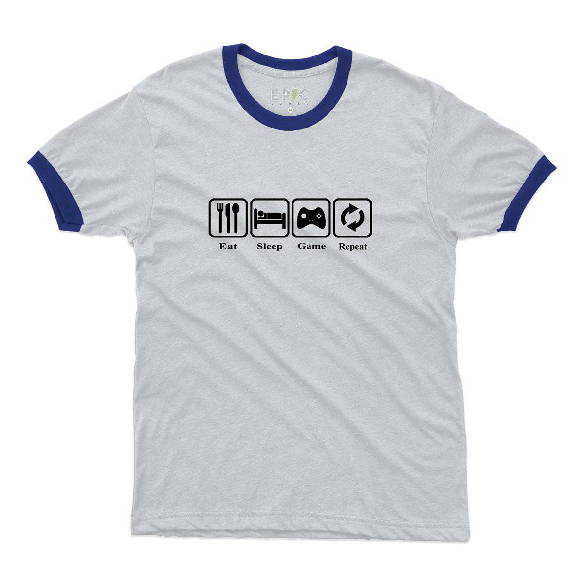 Epic Label Tshirt Eat Sleep Game Repeat Design Vintage Ringer T-Shirt Pour Homme