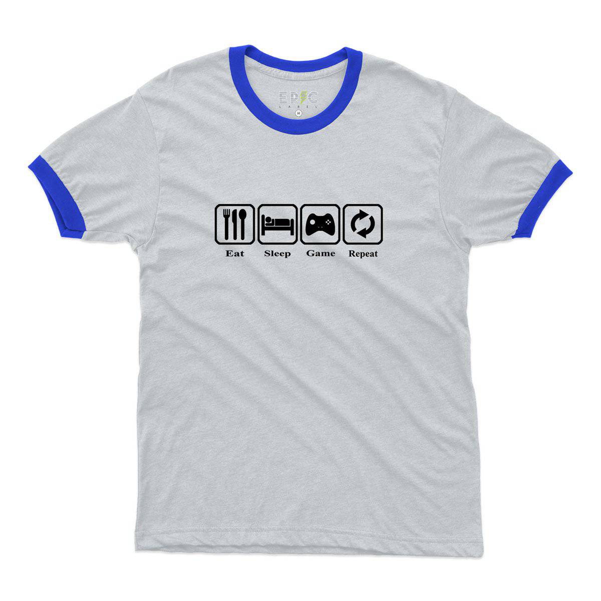 Epic Label Tshirt Eat Sleep Game Repeat Design Vintage Ringer T-Shirt Pour Homme