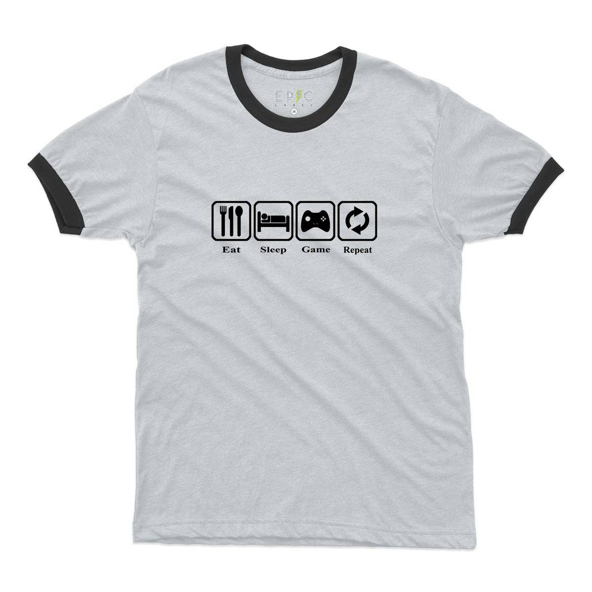 Epic Label Tshirt Eat Sleep Game Repeat Design Vintage Ringer T-Shirt Pour Homme