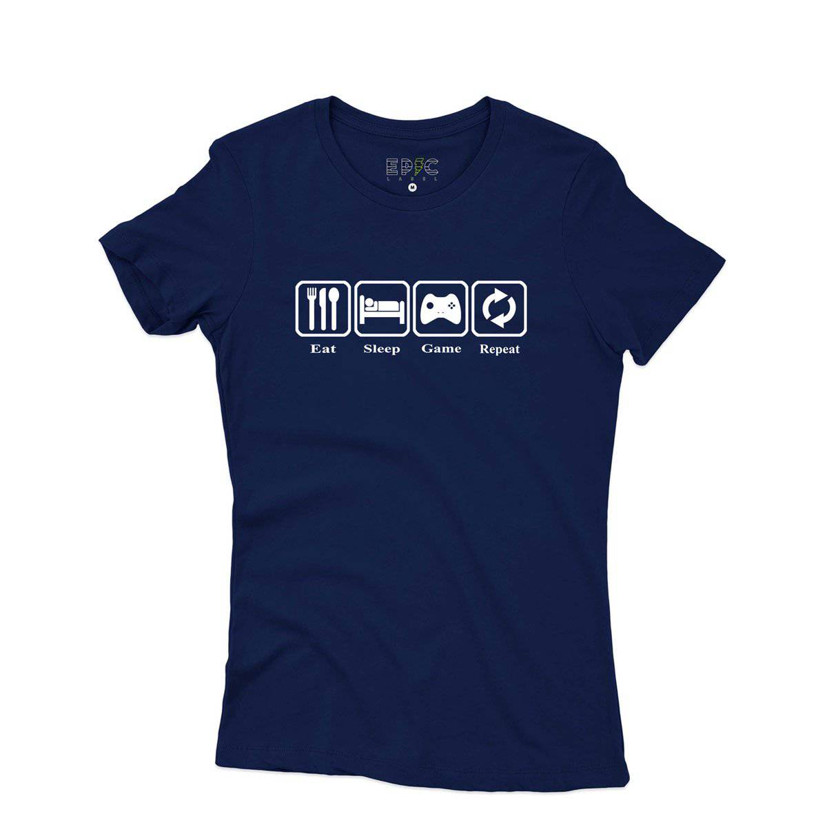 Epic Label Tshirt Eat Sleep Game Repeat Design Vintage T-Shirt Pour Femme