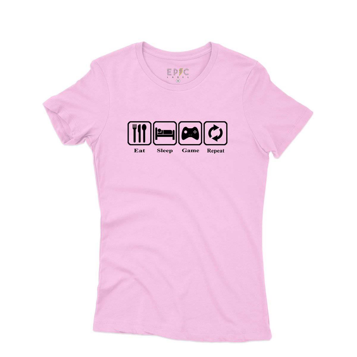 Epic Label Tshirt Eat Sleep Game Repeat Design Vintage T-Shirt Pour Femme