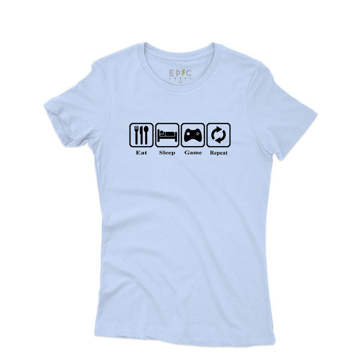 Epic Label Tshirt Eat Sleep Game Repeat Design Vintage T-Shirt Pour Femme