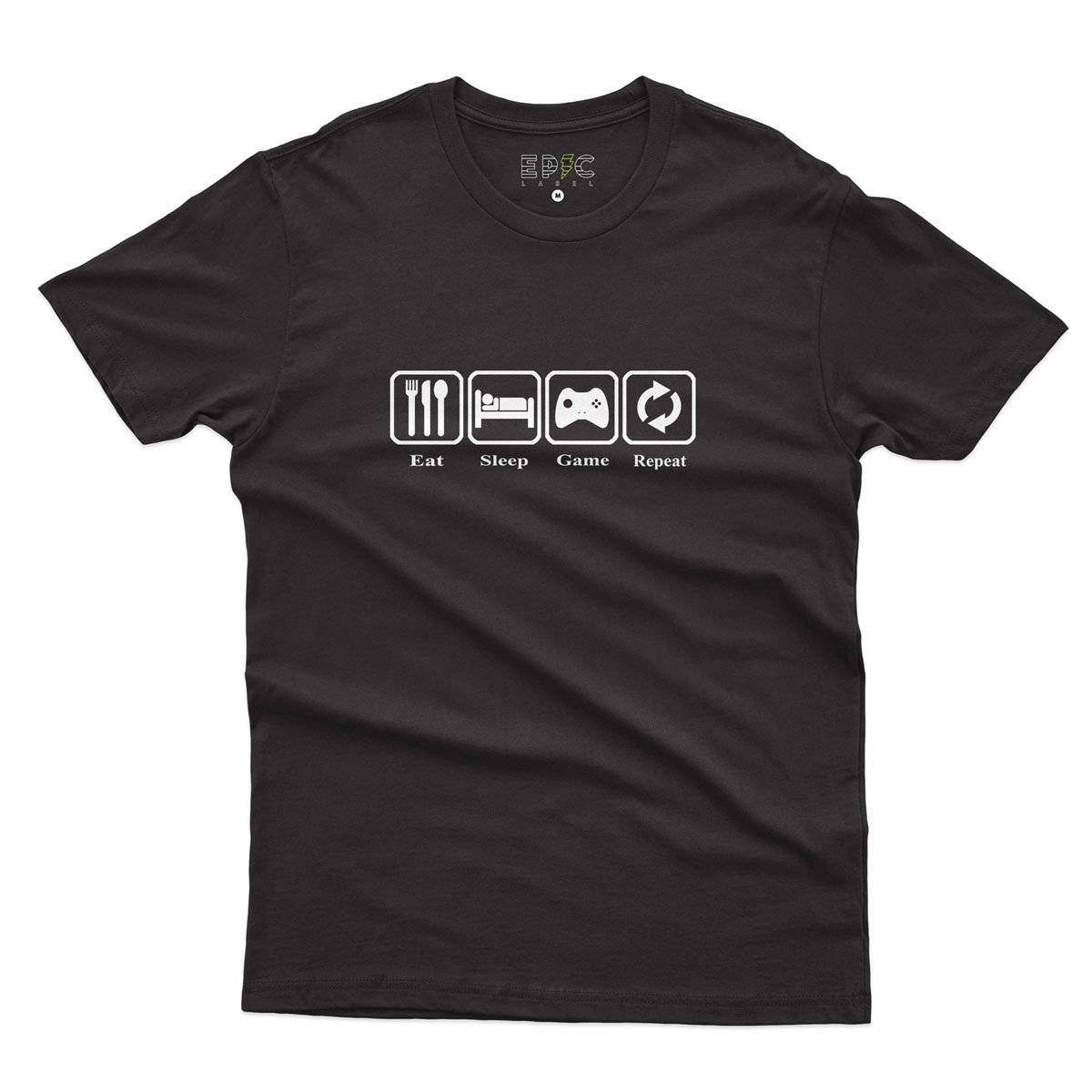 Epic Label Tshirt Eat Sleep Game Repeat Design Vintage T-Shirt Pour Homme