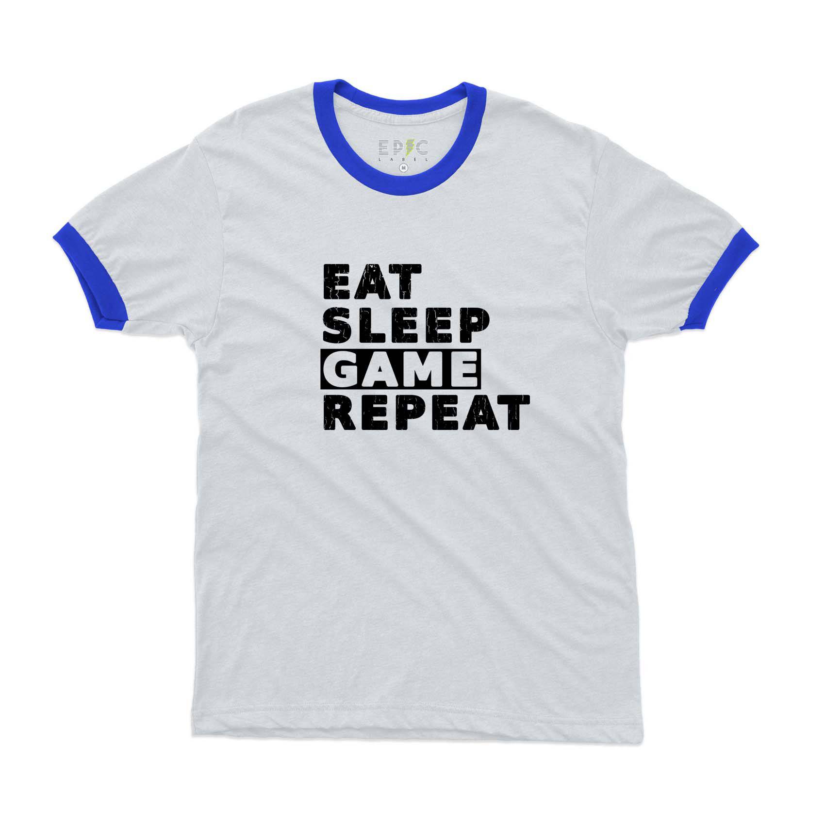 Epic Label Tshirt Eat Sleep Game Repeat Vintage Ringer T-Shirt Pour Homme