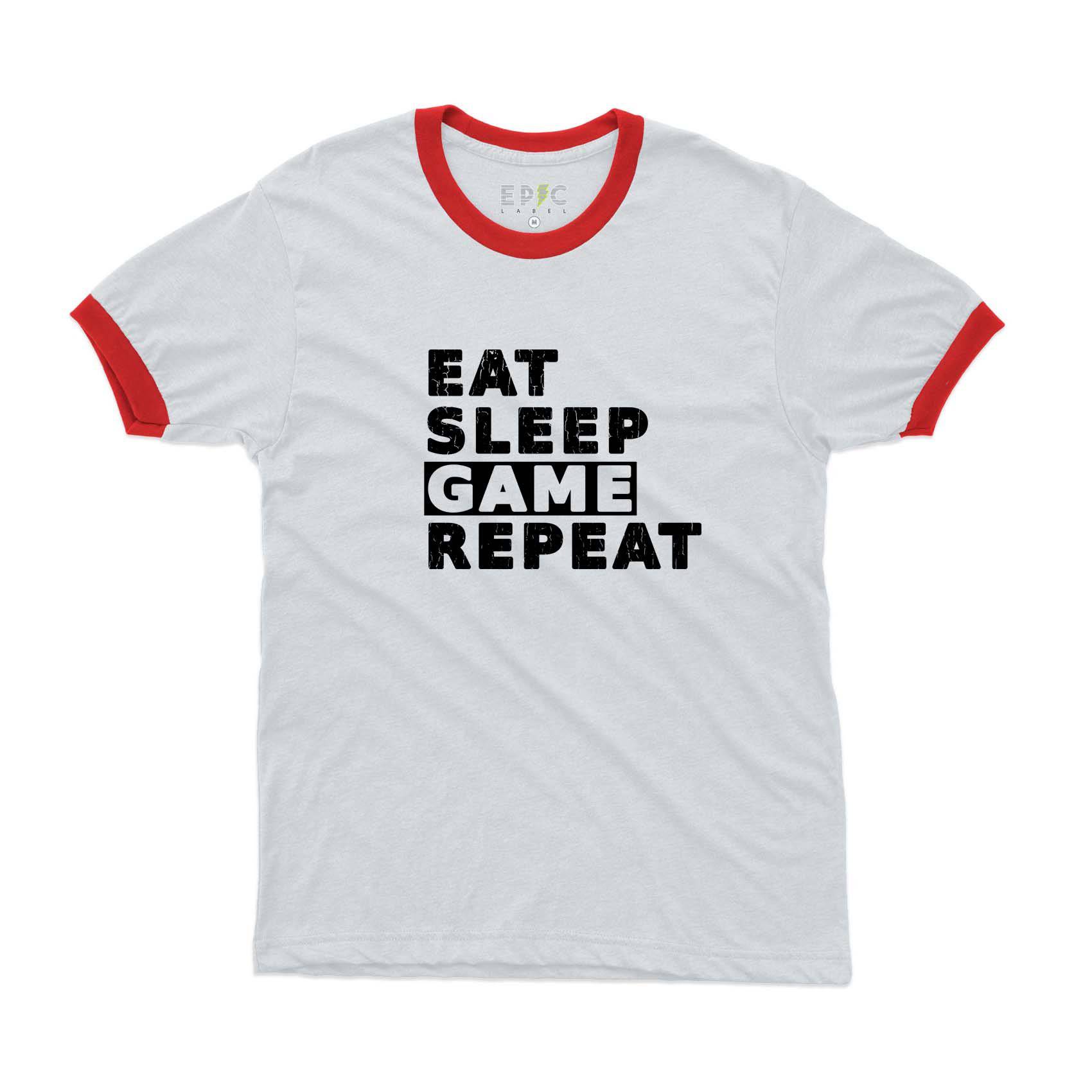Epic Label Tshirt Eat Sleep Game Repeat Vintage Ringer T-Shirt Pour Homme