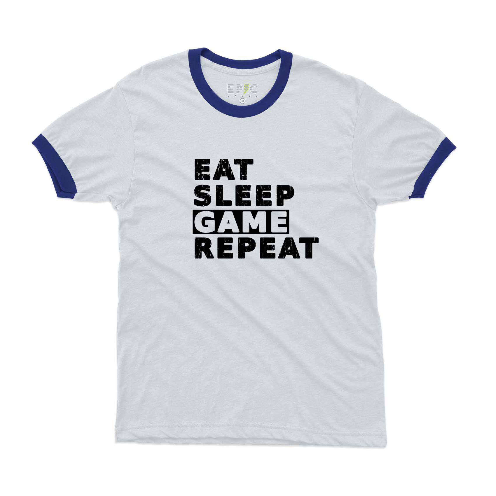 Epic Label Tshirt Eat Sleep Game Repeat Vintage Ringer T-Shirt Pour Homme