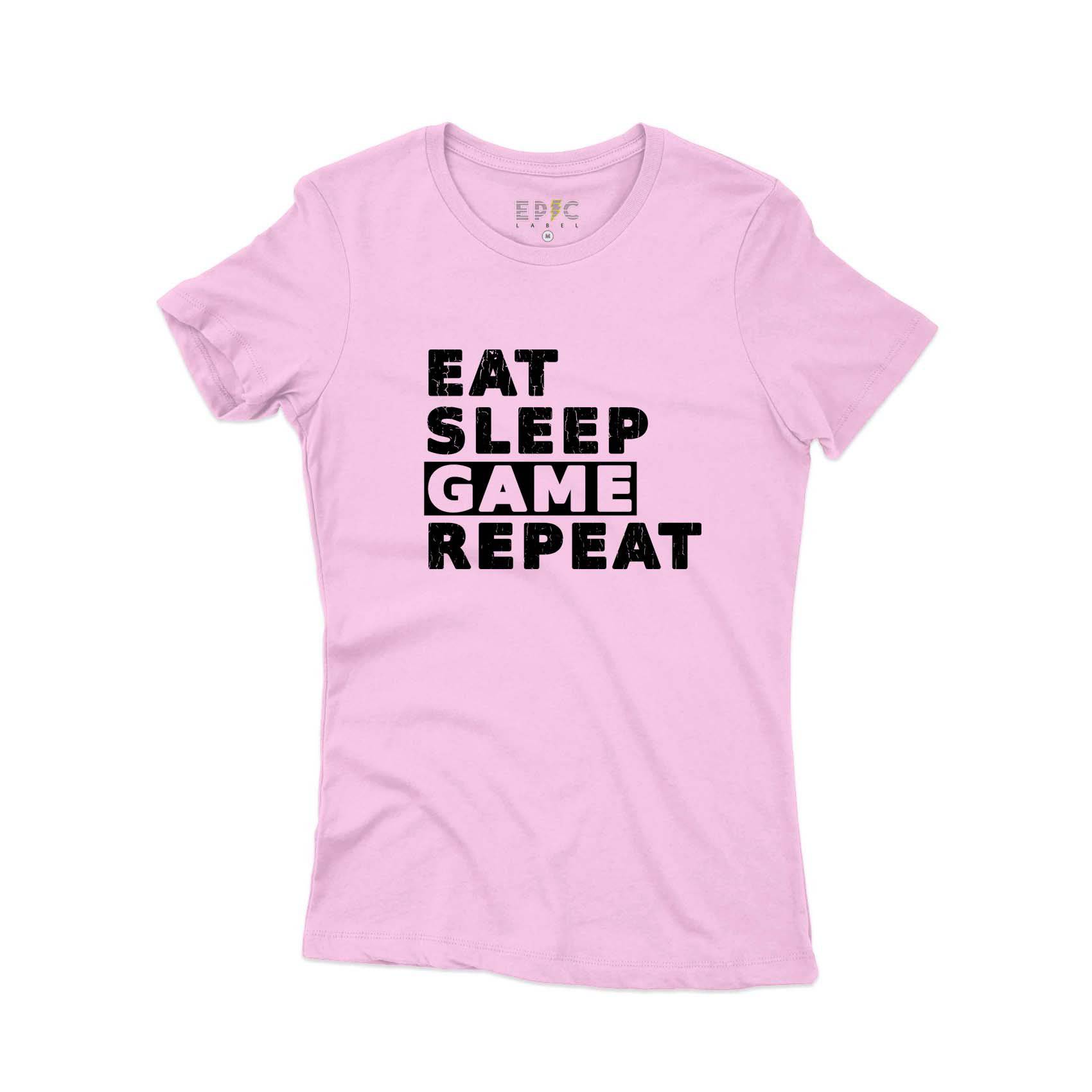 Epic Label Tshirt Eat Sleep Game Repeat Vintage T-Shirt Pour Femme