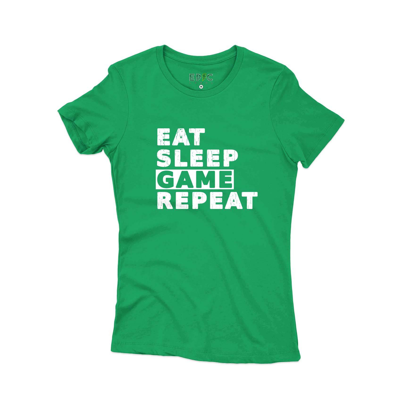 Epic Label Tshirt Eat Sleep Game Repeat Vintage T-Shirt Pour Femme
