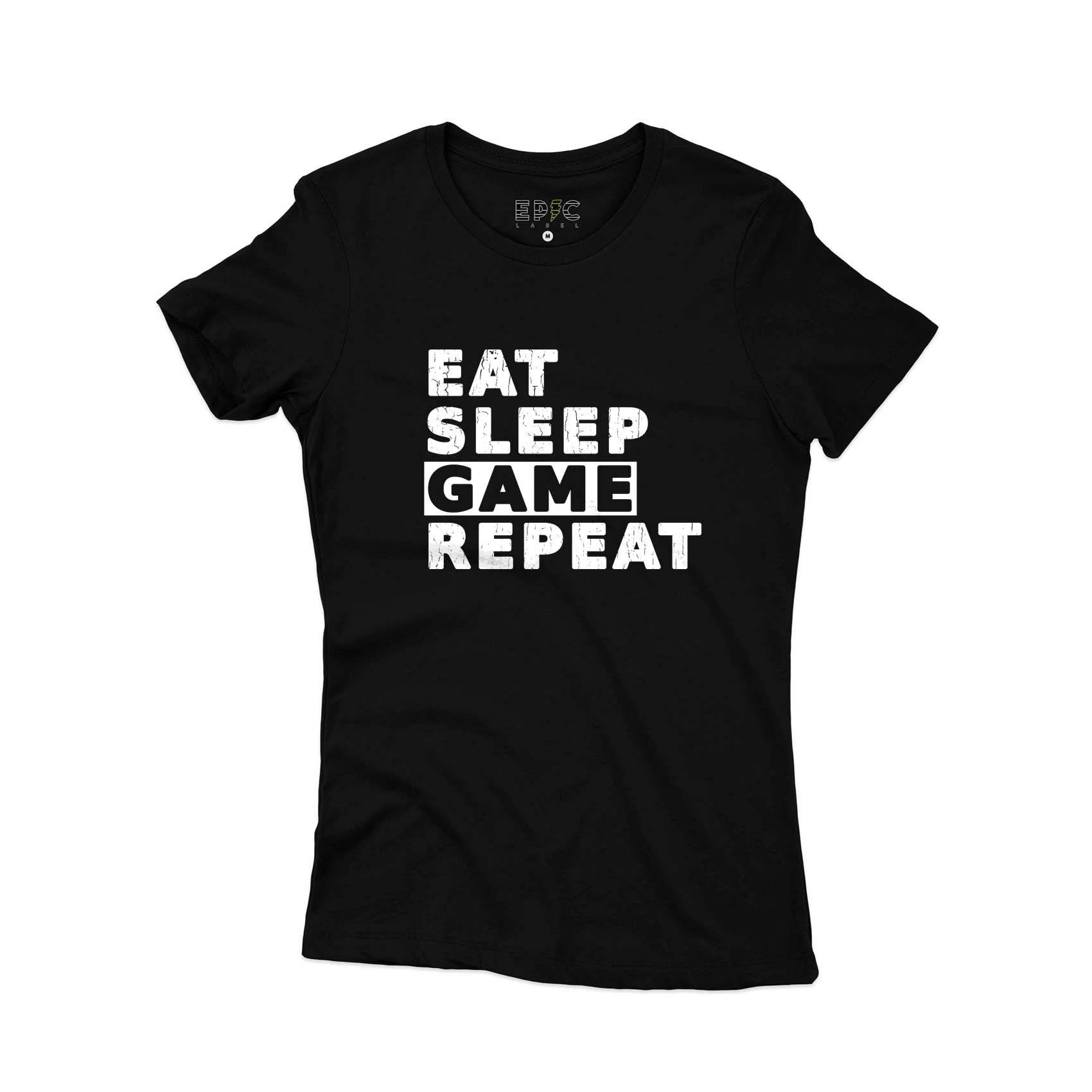 Epic Label Tshirt Eat Sleep Game Repeat Vintage T-Shirt Pour Femme