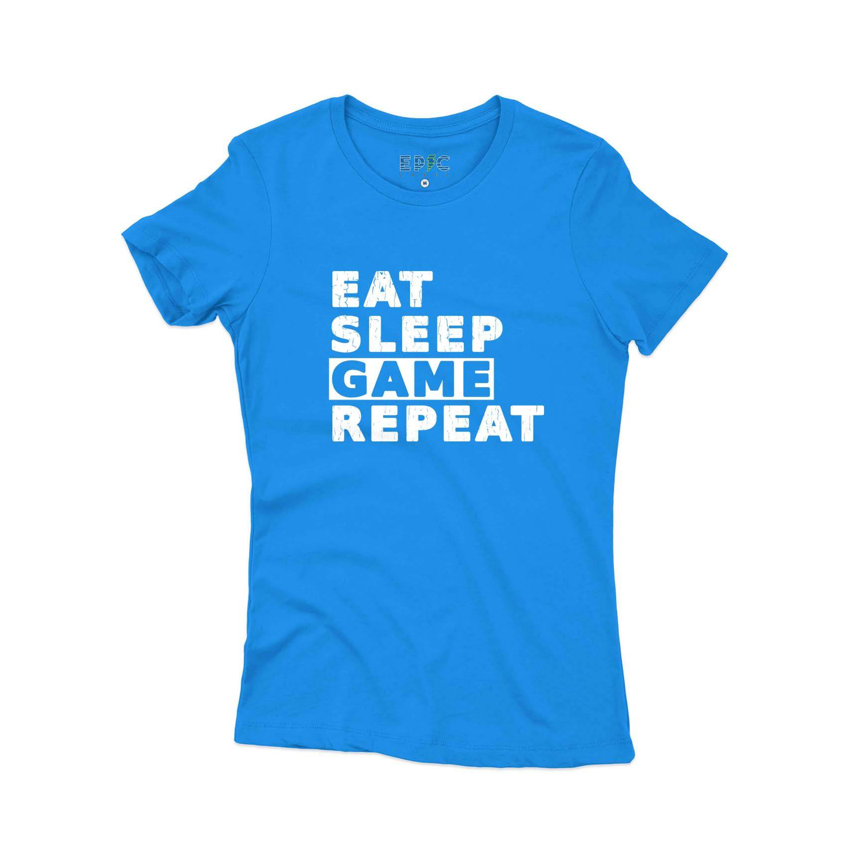 Epic Label Tshirt Eat Sleep Game Repeat Vintage T-Shirt Pour Femme
