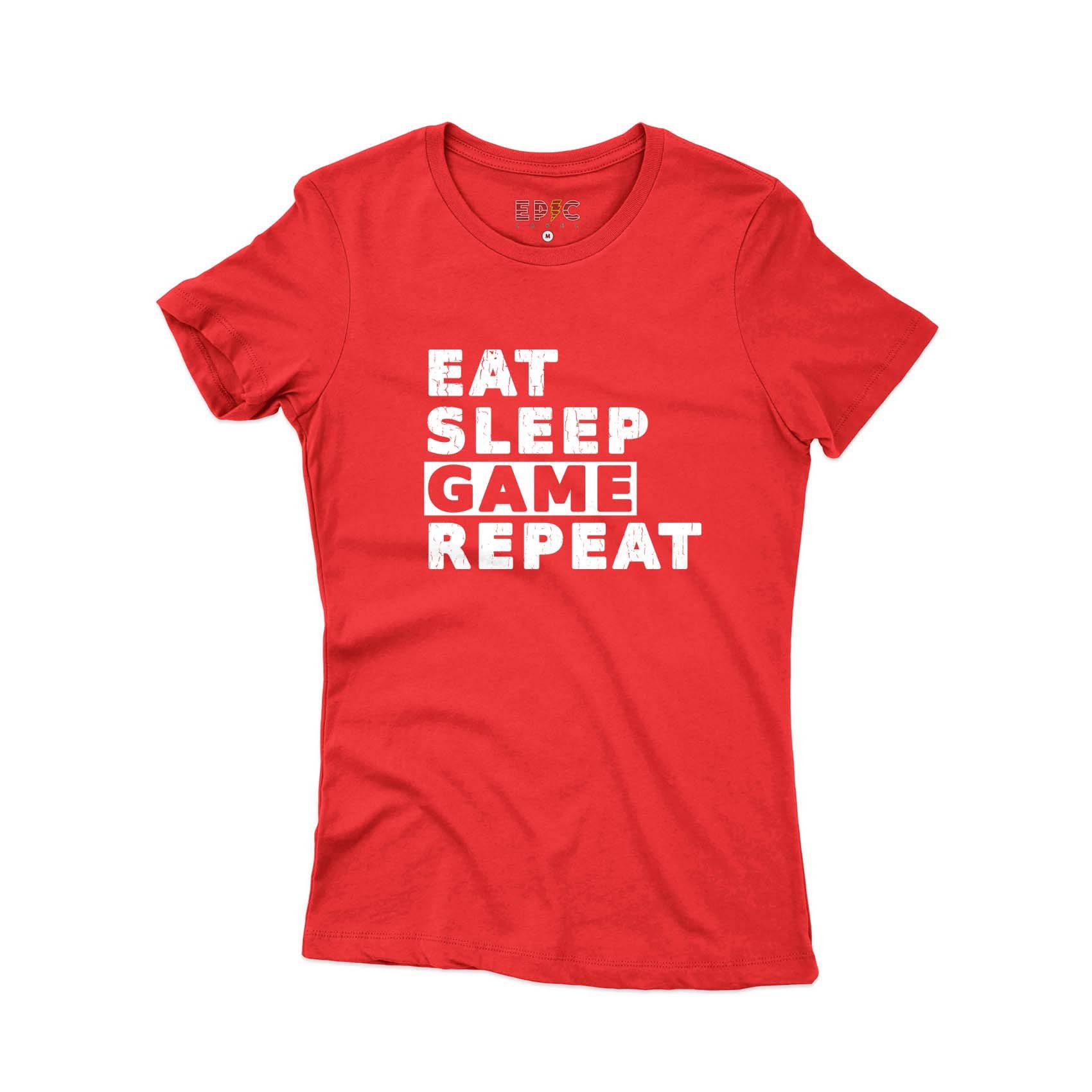 Epic Label Tshirt Eat Sleep Game Repeat Vintage T-Shirt Pour Femme