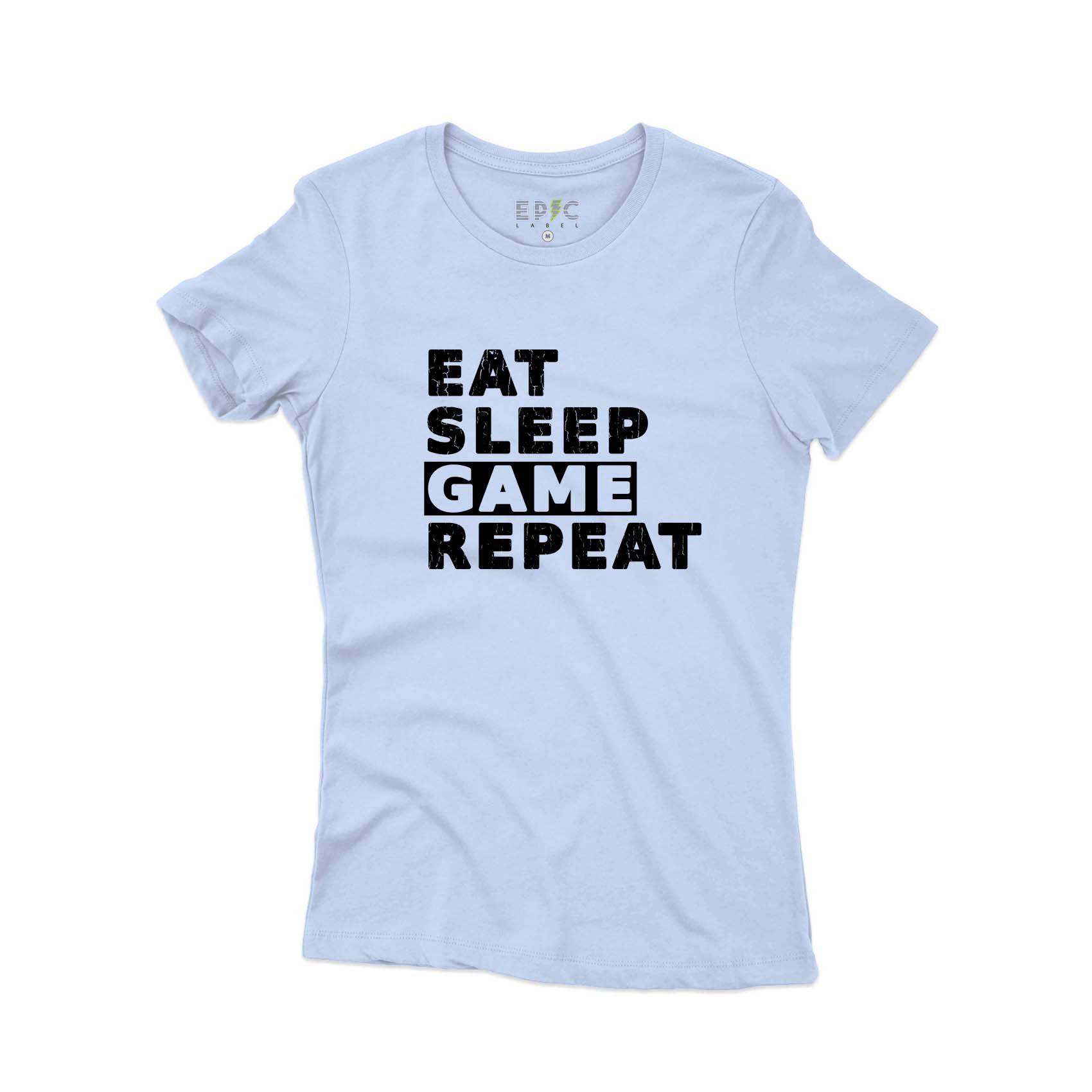 Epic Label Tshirt Eat Sleep Game Repeat Vintage T-Shirt Pour Femme