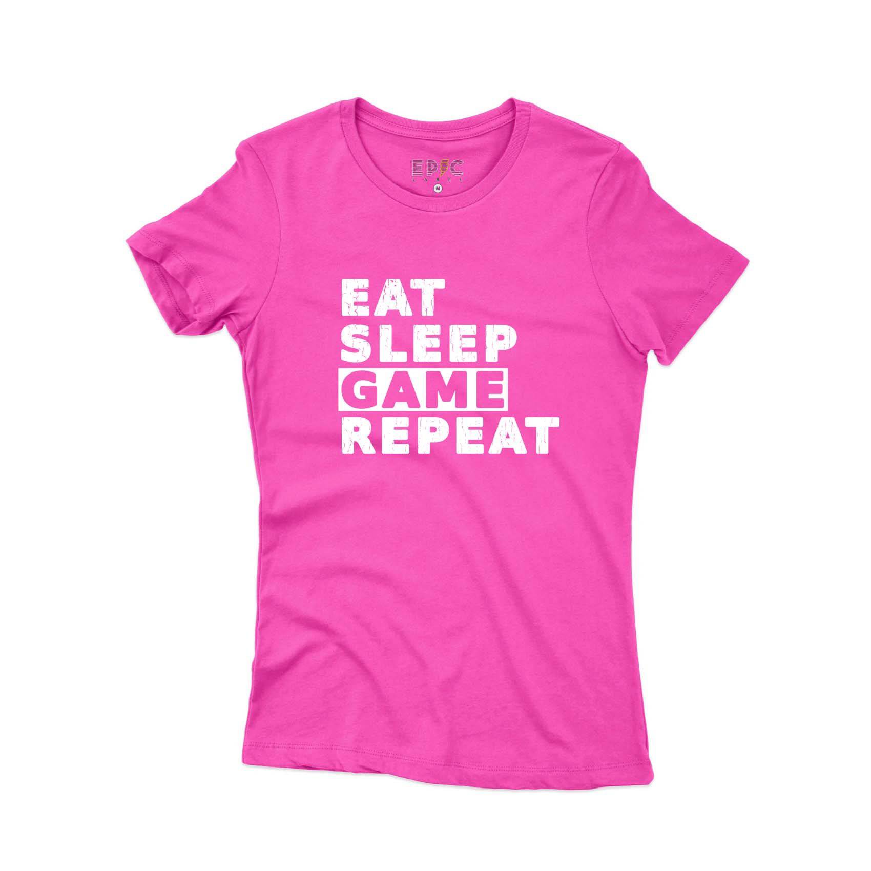 Epic Label Tshirt Eat Sleep Game Repeat Vintage T-Shirt Pour Femme