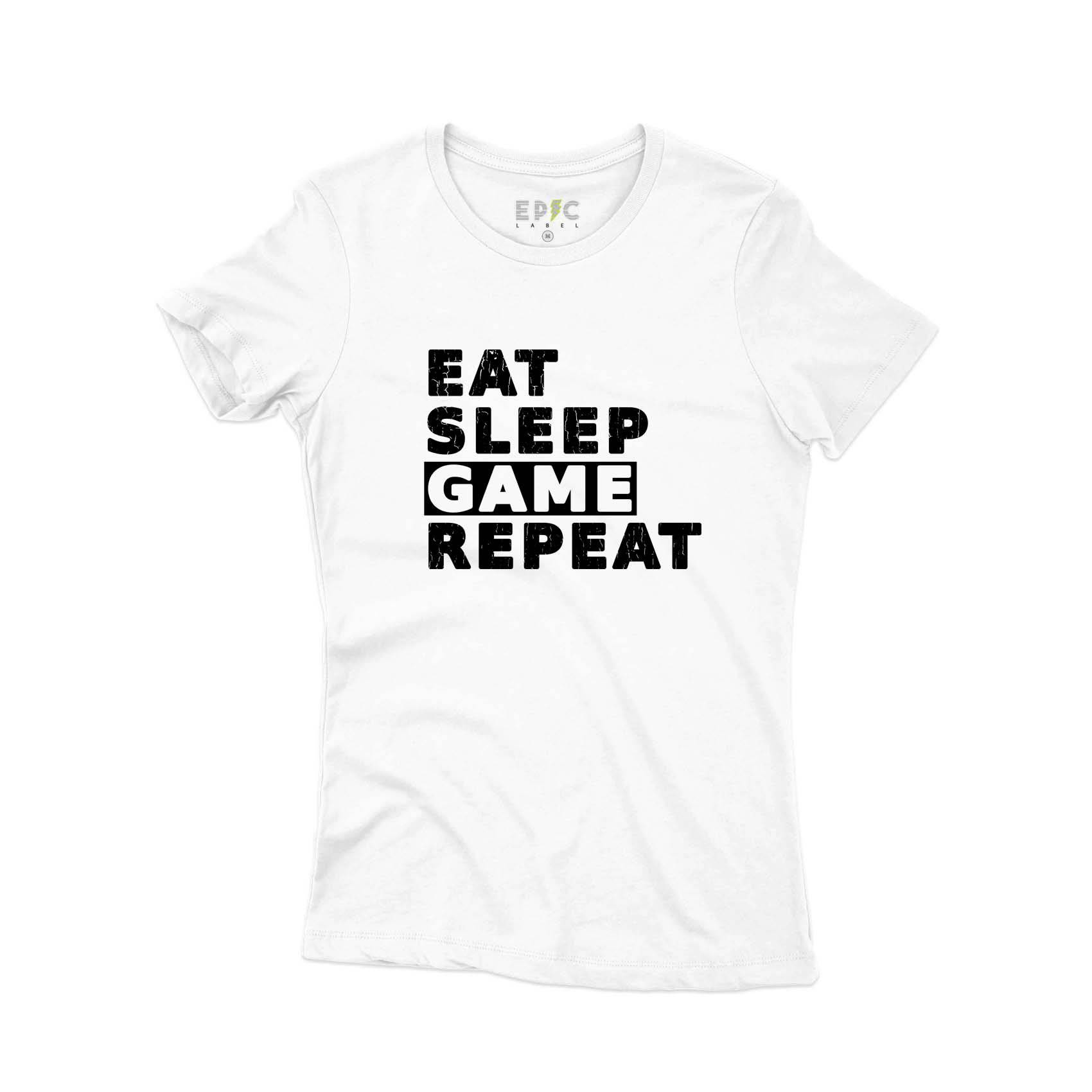 Epic Label Tshirt Eat Sleep Game Repeat Vintage T-Shirt Pour Femme