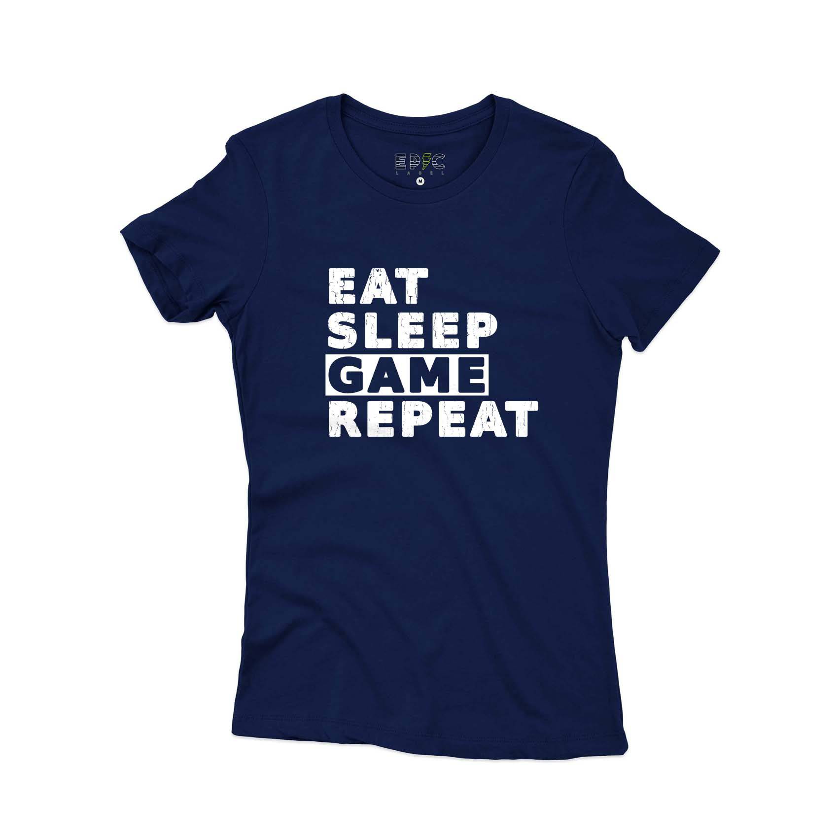 Epic Label Tshirt Eat Sleep Game Repeat Vintage T-Shirt Pour Femme