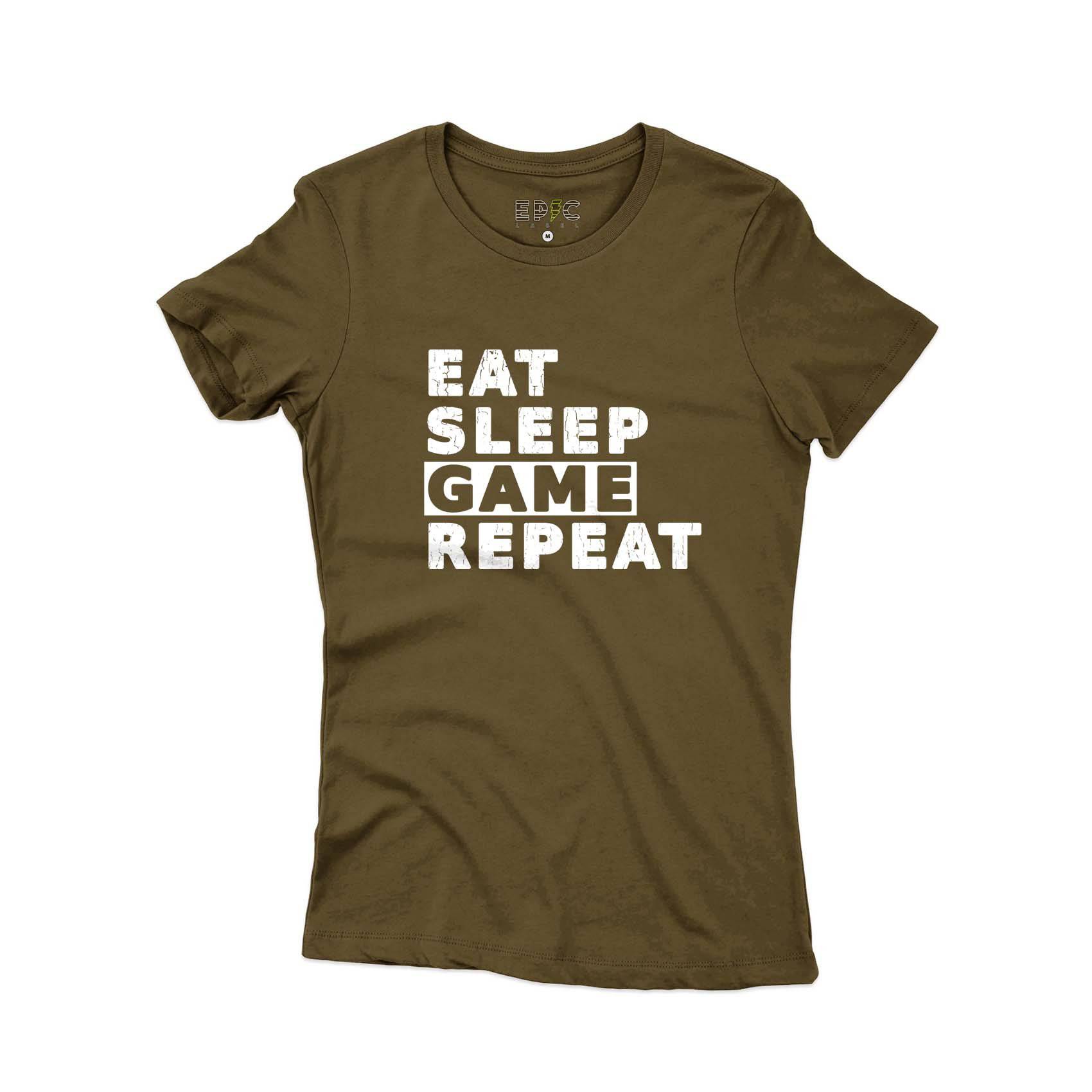 Epic Label Tshirt Eat Sleep Game Repeat Vintage T-Shirt Pour Femme