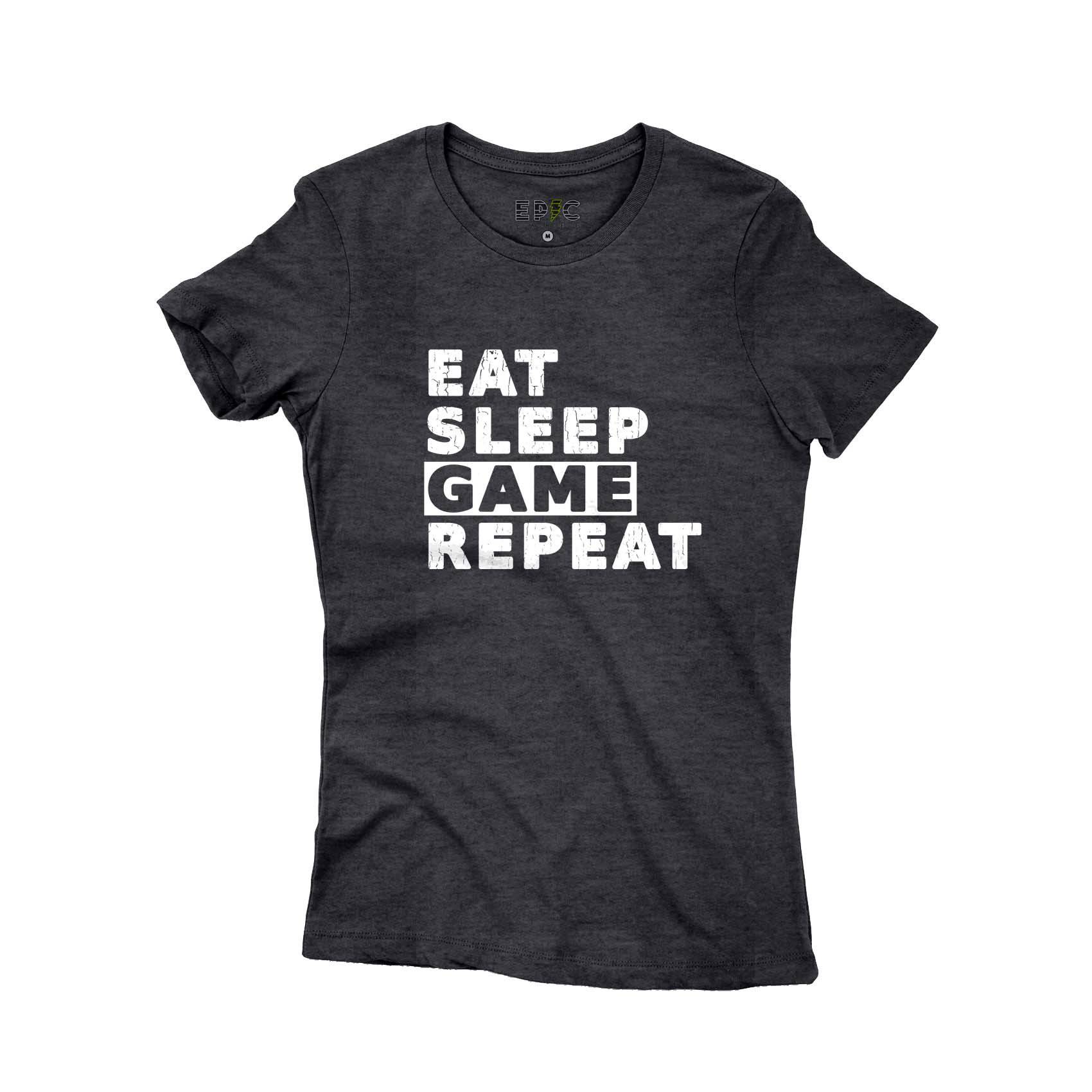 Epic Label Tshirt Eat Sleep Game Repeat Vintage T-Shirt Pour Femme