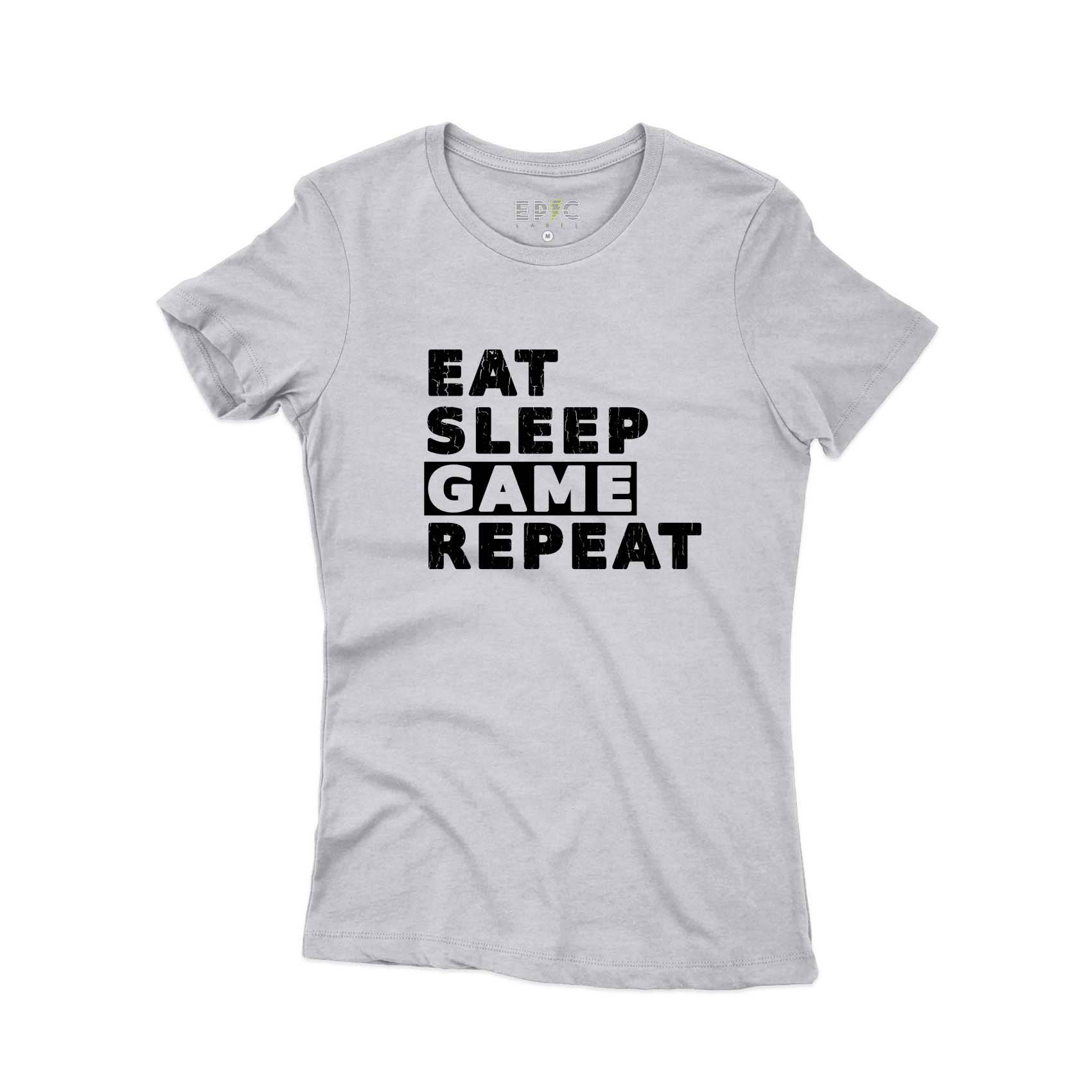 Epic Label Tshirt Eat Sleep Game Repeat Vintage T-Shirt Pour Femme