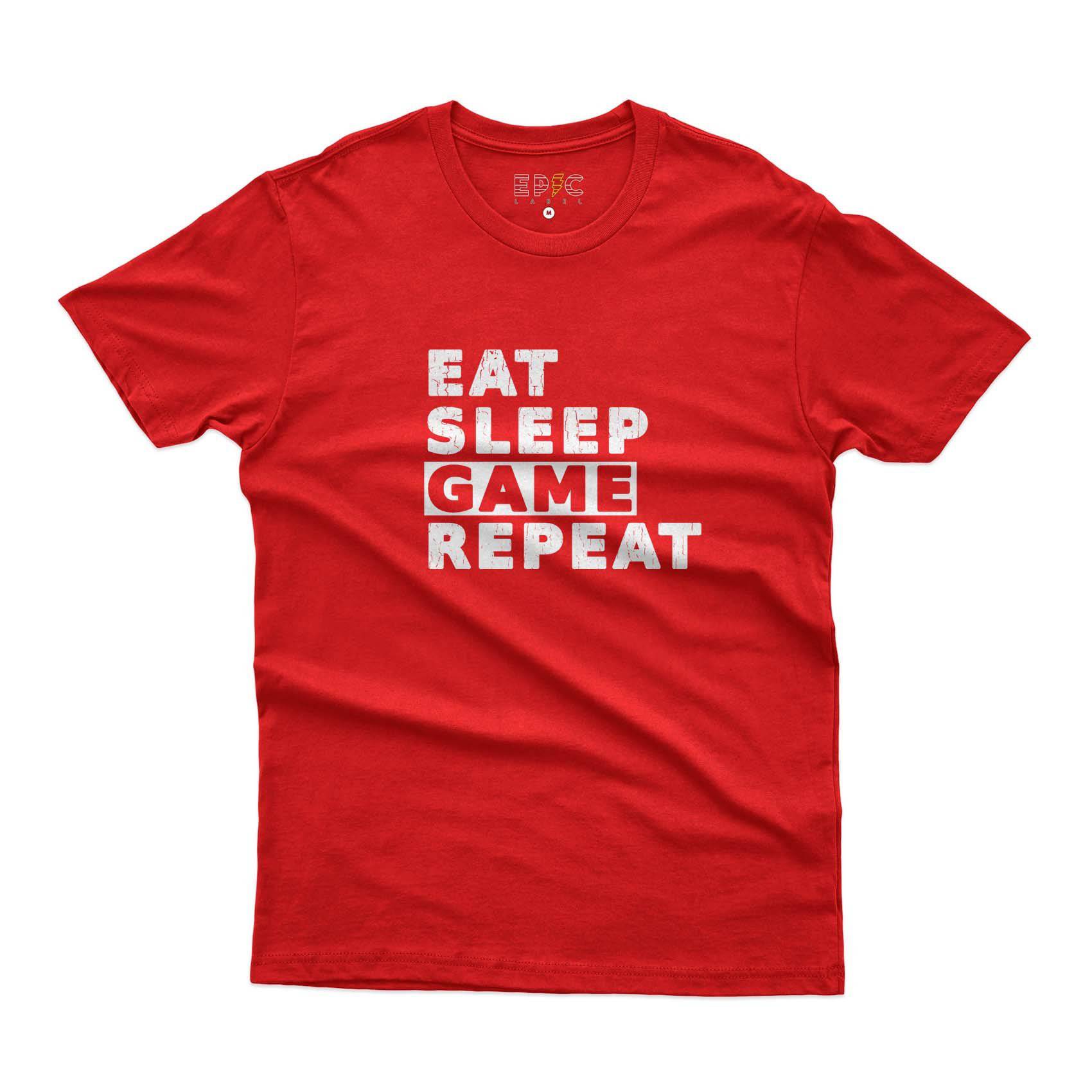 Epic Label Tshirt Eat Sleep Game Repeat Vintage T-Shirt Pour Homme