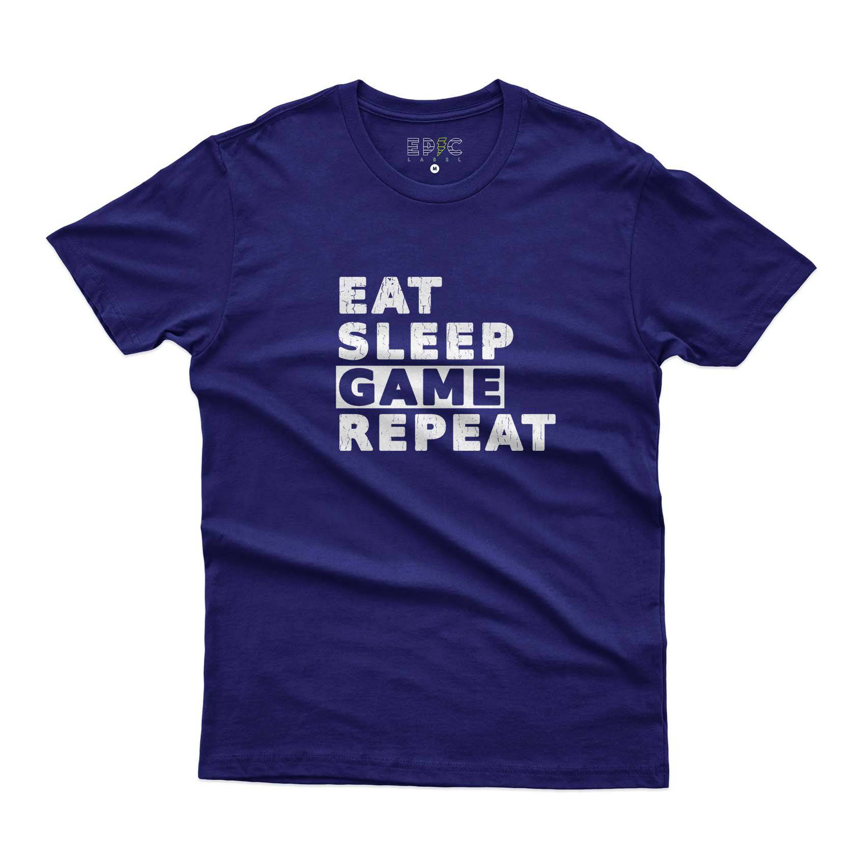 Epic Label Tshirt Eat Sleep Game Repeat Vintage T-Shirt Pour Homme