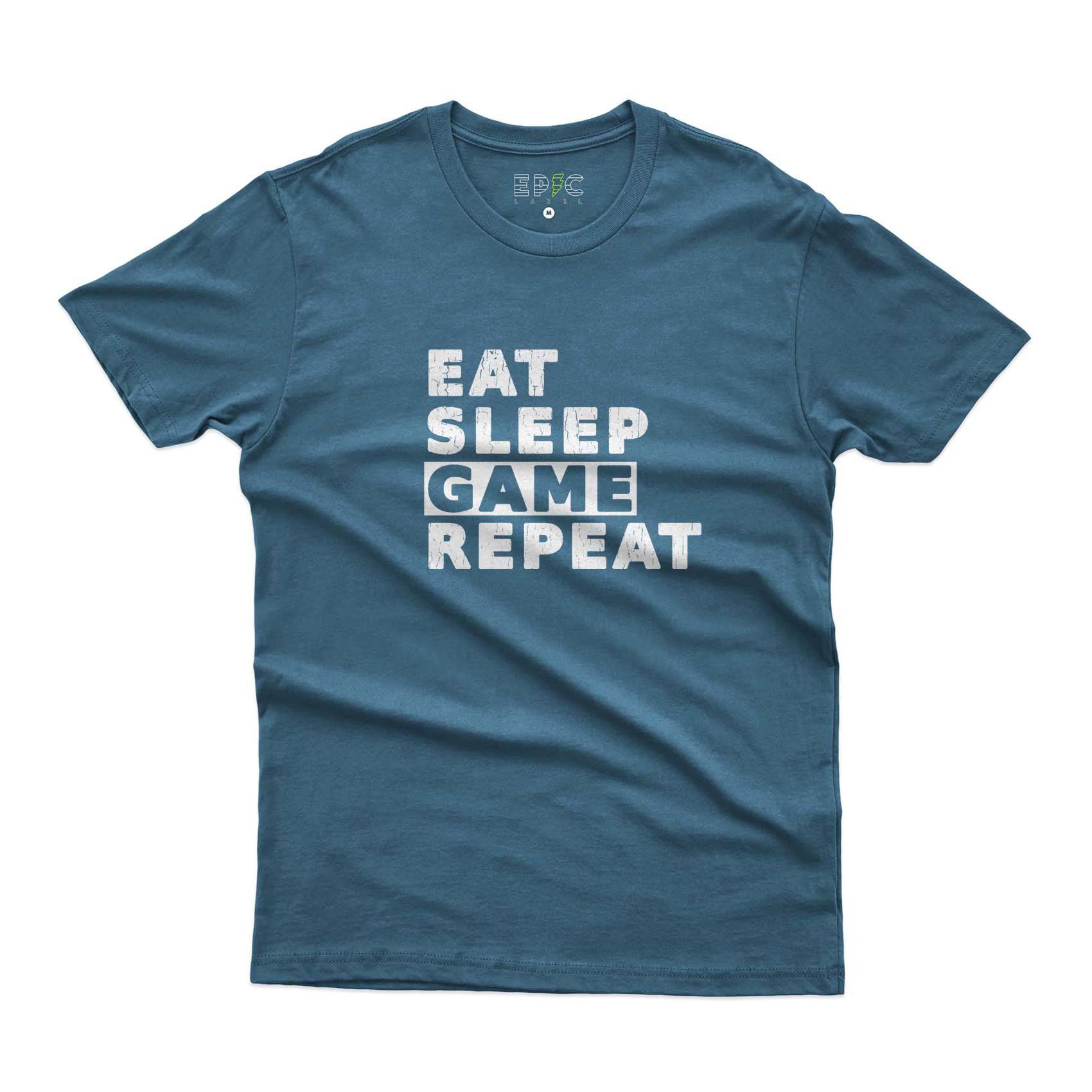 Epic Label Tshirt Eat Sleep Game Repeat Vintage T-Shirt Pour Homme