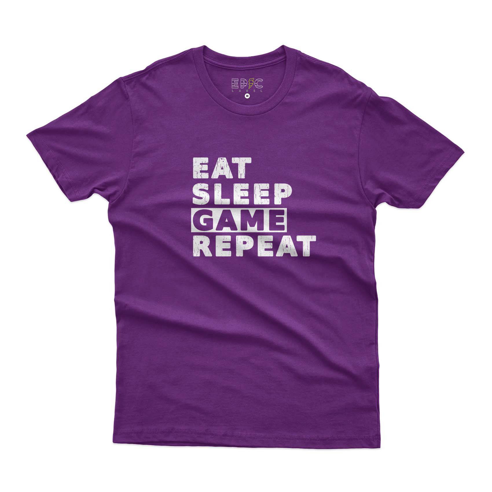Epic Label Tshirt Eat Sleep Game Repeat Vintage T-Shirt Pour Homme