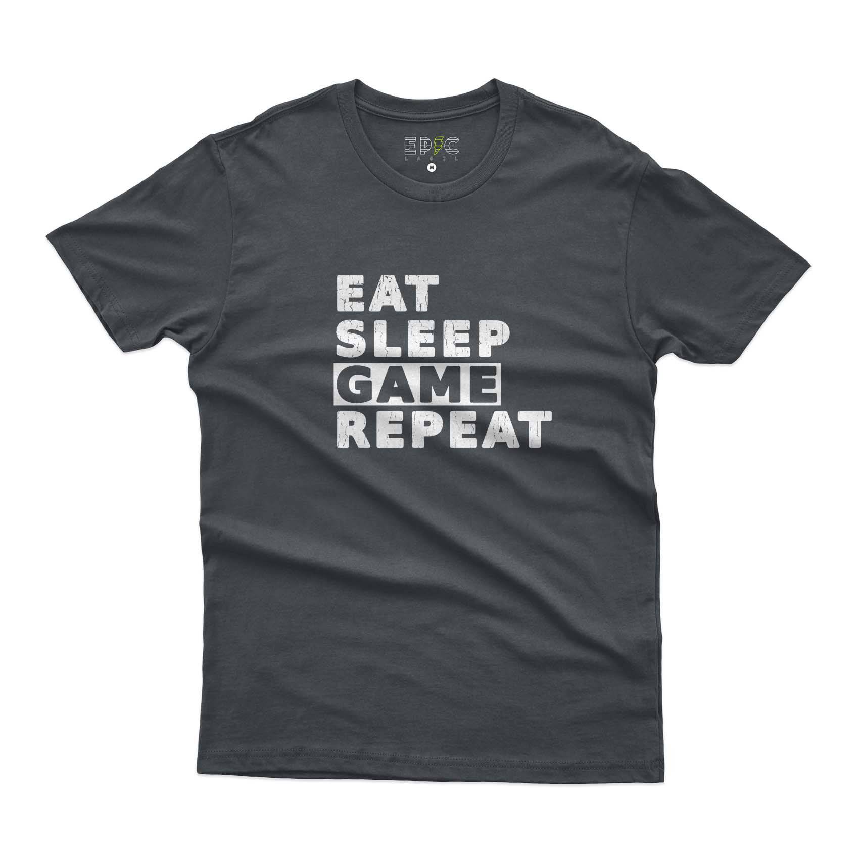 Epic Label Tshirt Eat Sleep Game Repeat Vintage T-Shirt Pour Homme