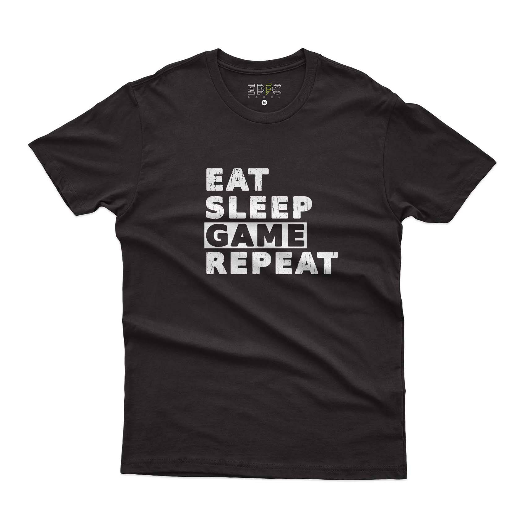Epic Label Tshirt Eat Sleep Game Repeat Vintage T-Shirt Pour Homme