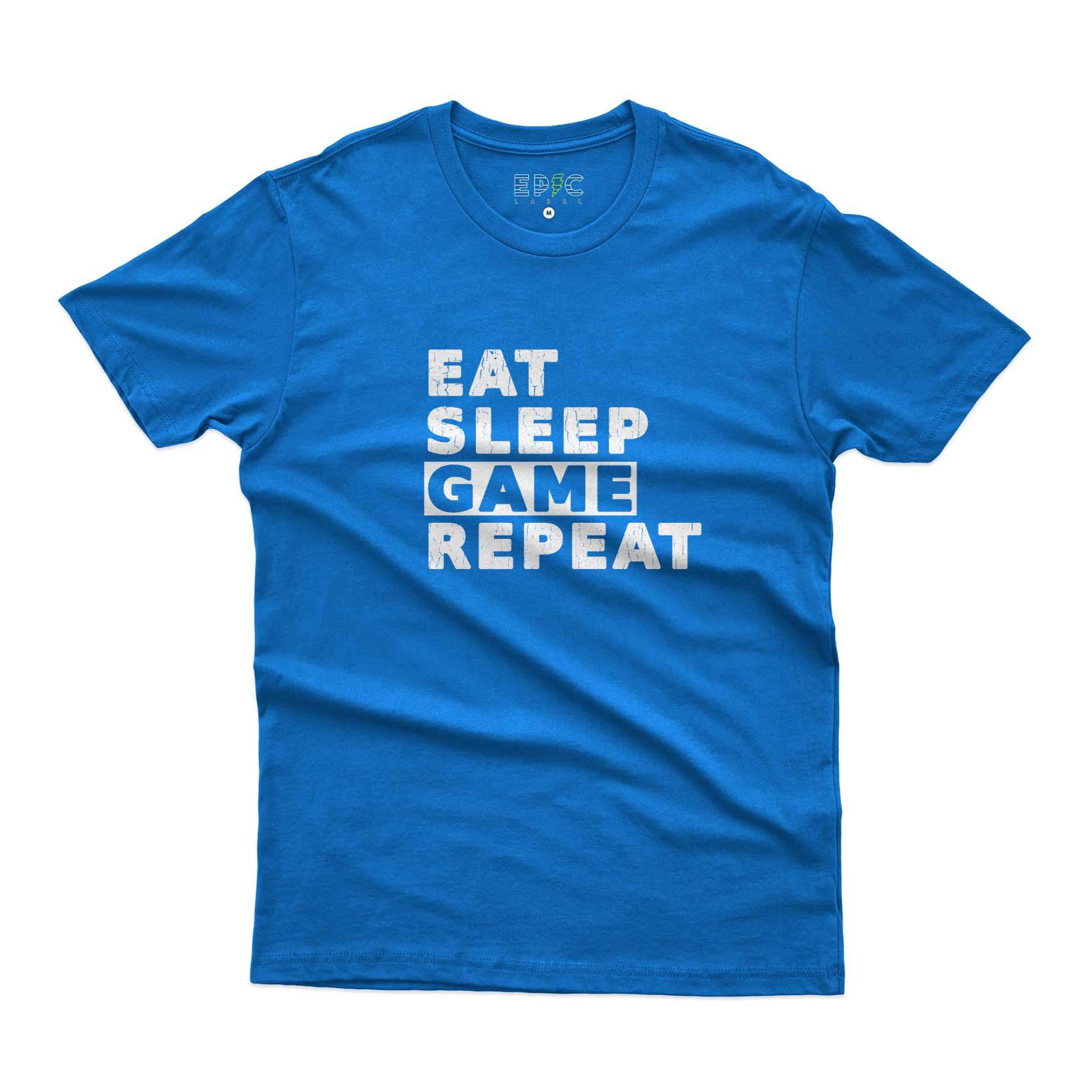 Epic Label Tshirt Eat Sleep Game Repeat Vintage T-Shirt Pour Homme