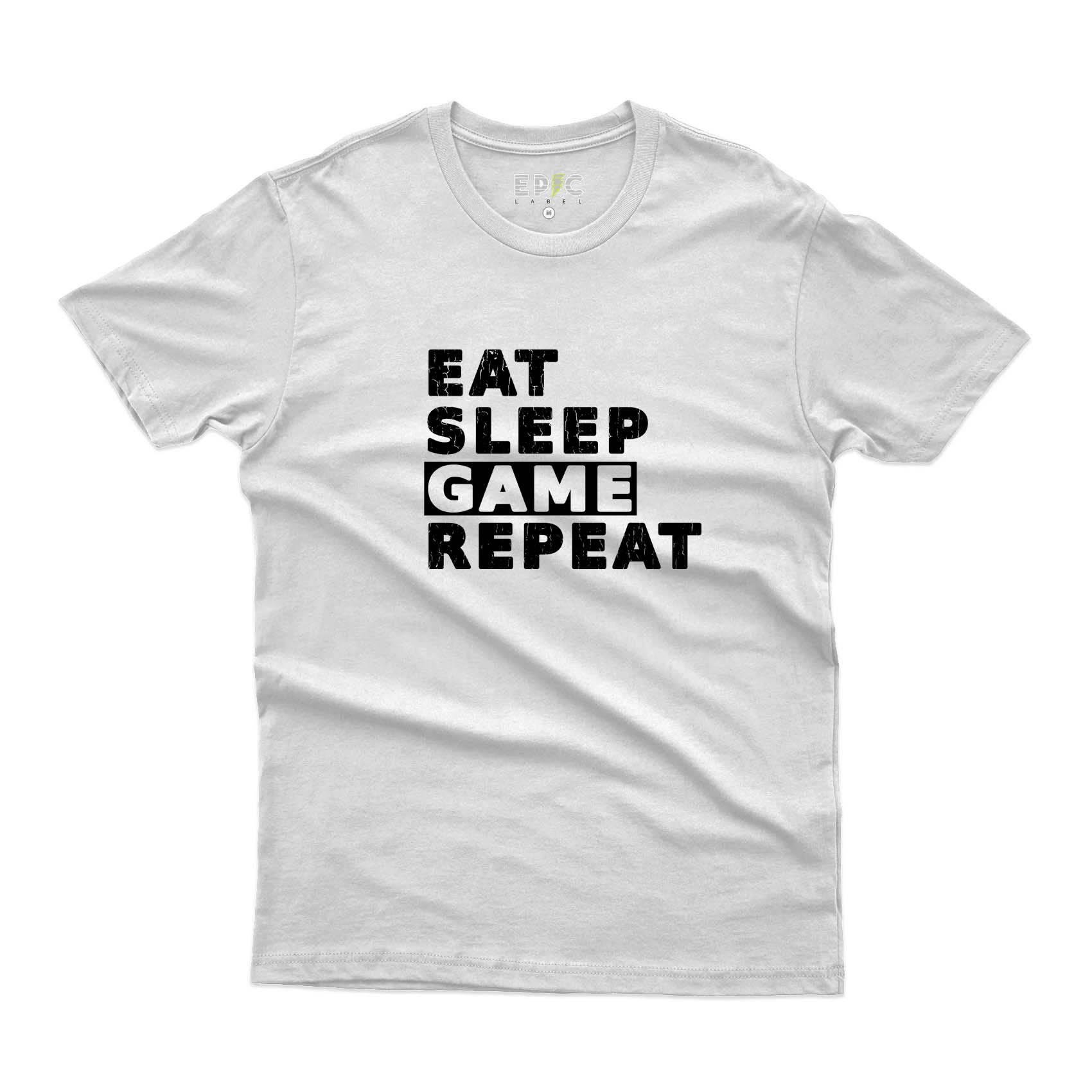Epic Label Tshirt Eat Sleep Game Repeat Vintage T-Shirt Pour Homme
