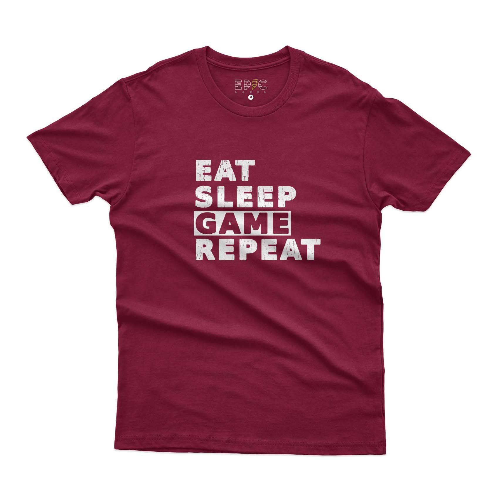 Epic Label Tshirt Eat Sleep Game Repeat Vintage T-Shirt Pour Homme