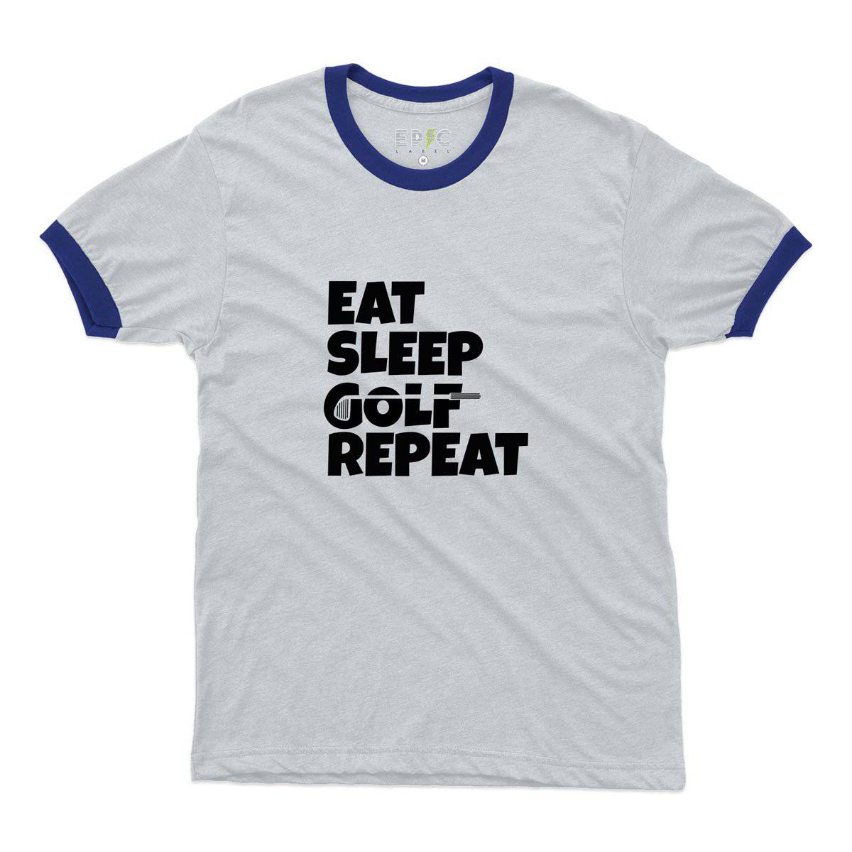 Epic Label Tshirt Eat Sleep Golf Repeat Ringer T-Shirt Pour Homme